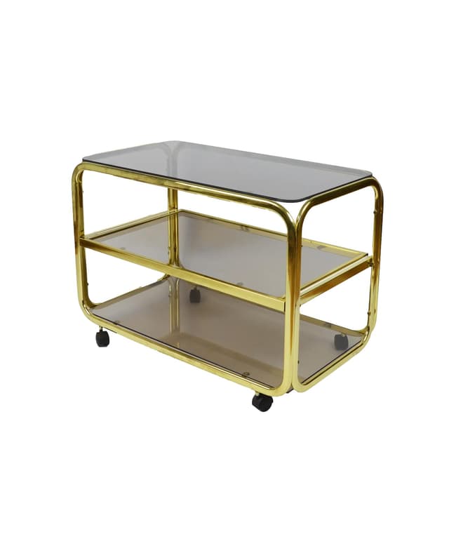 Mobile side table, golden metal, Poland, 1980s. - DIMENSION