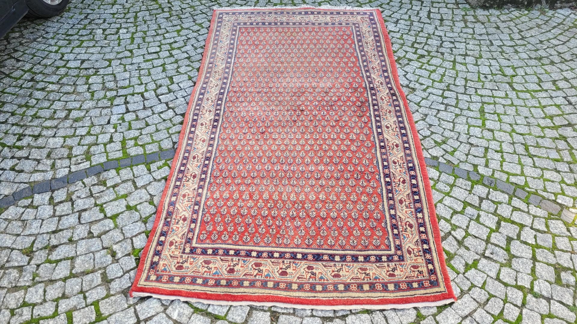 Dywan Sarough, 225x118 cm, czerwony, wełna, Iran, lata 70. - 87581