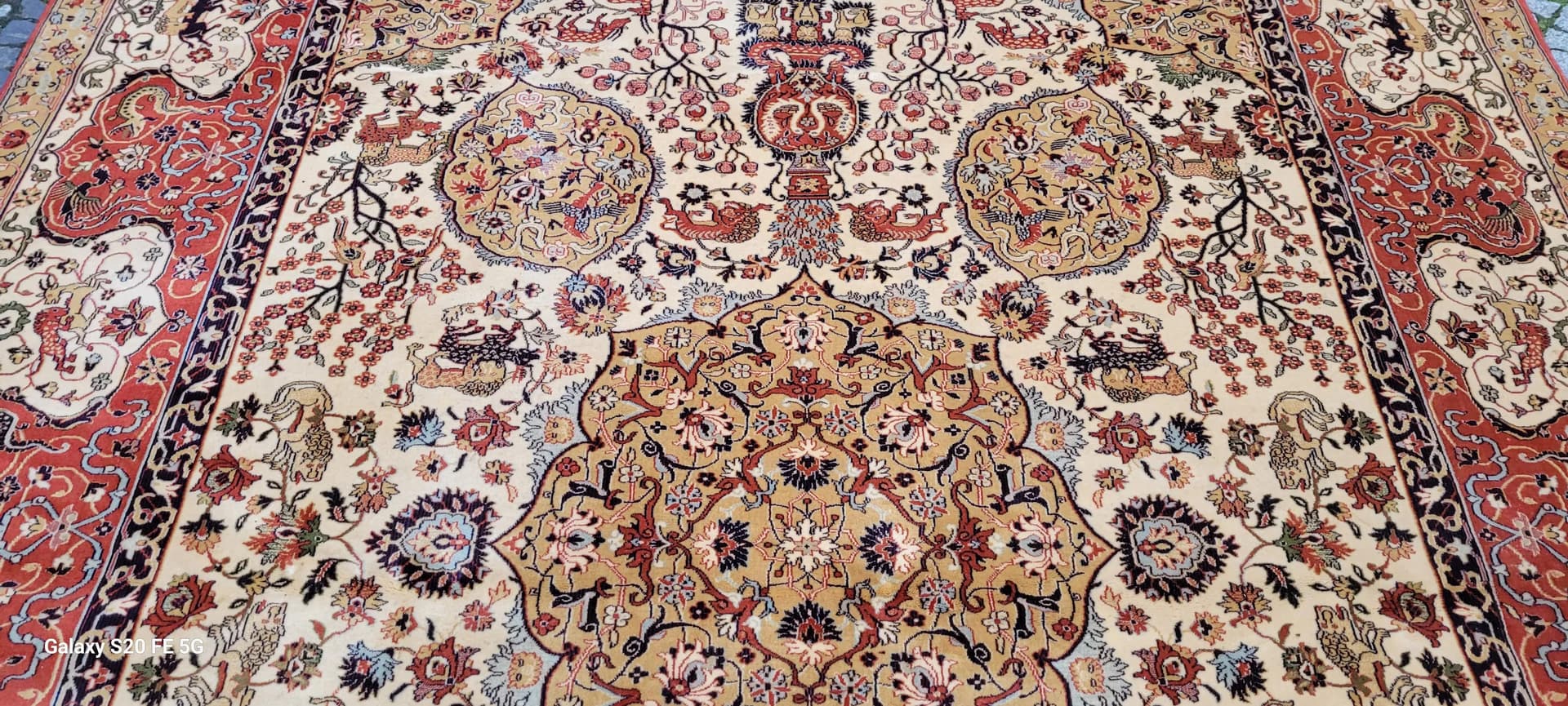 Dywan perski 250x350 cm, beżowy, wełna, Polska - 87559