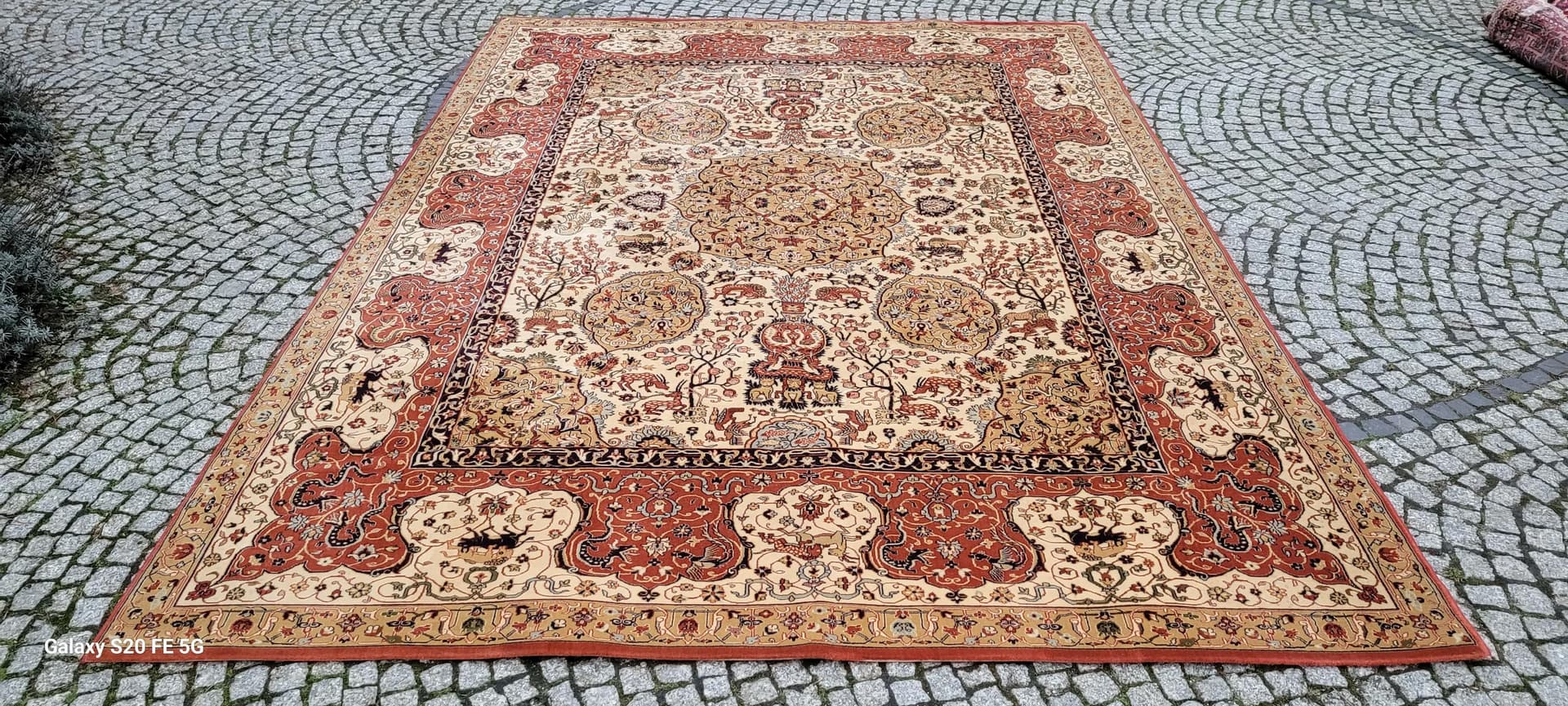 Dywan perski 250x350 cm, beżowy, wełna, Polska - 87555