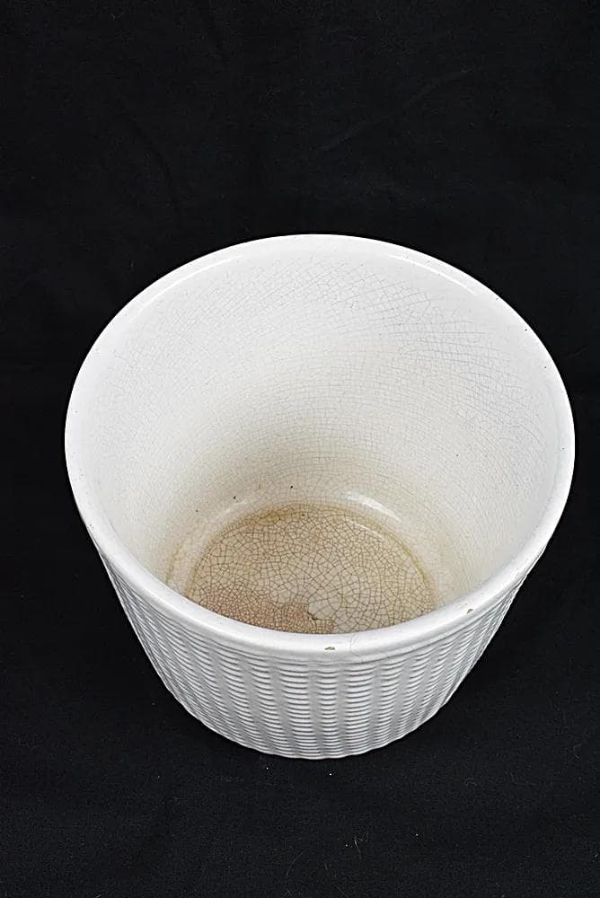 Flower pot cover, white ceramic, Poland, 1970s. - 84503