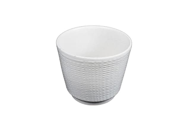 Flower pot cover, white ceramic, Poland, 1970s. - DIMENSION