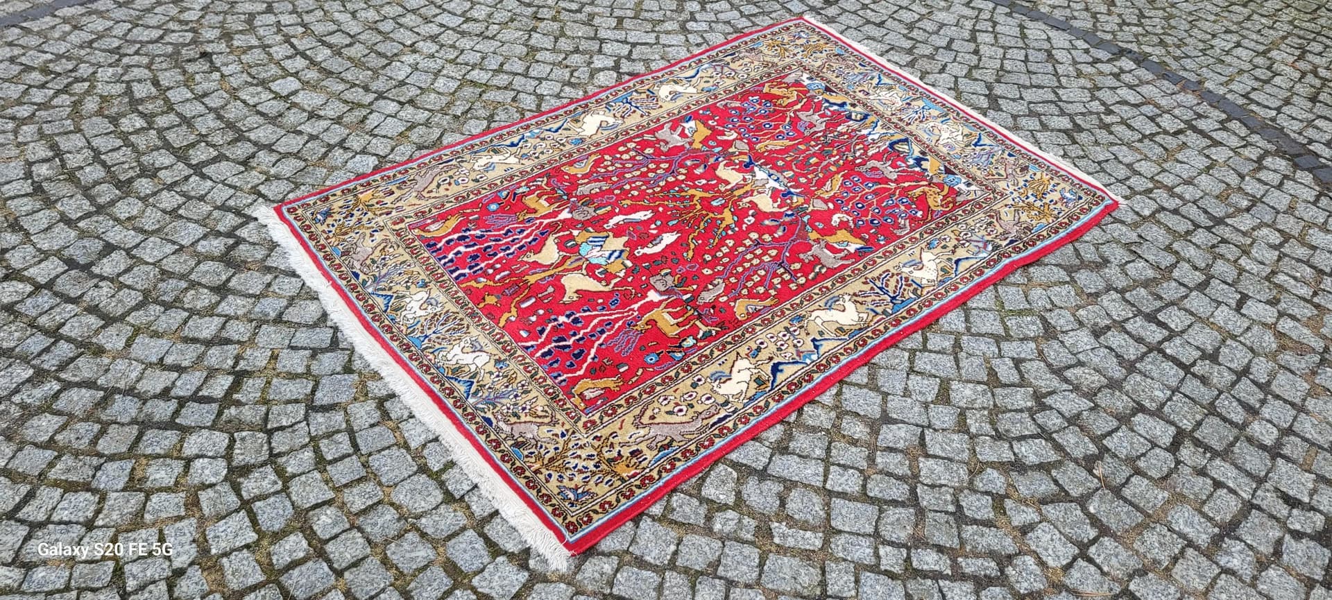 Dywan Ghom, czerwony, wełna jedwab, Iran, 110x170cm - 87539