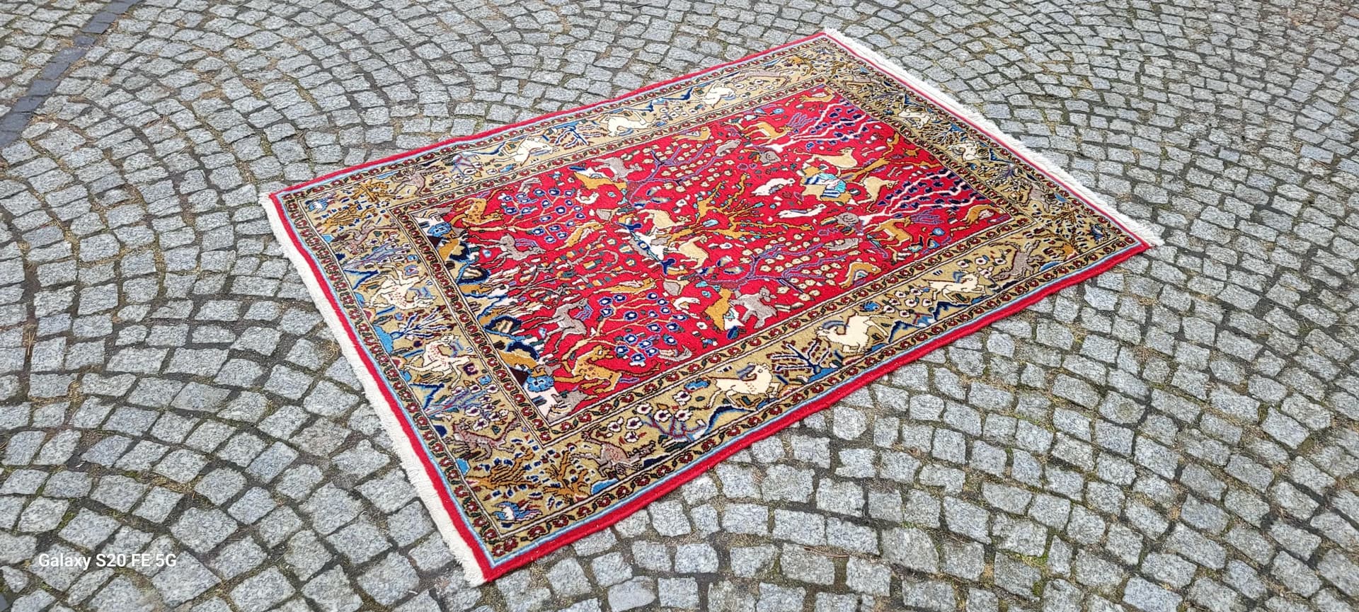 Dywan Ghom, czerwony, wełna jedwab, Iran, 110x170cm - 87537