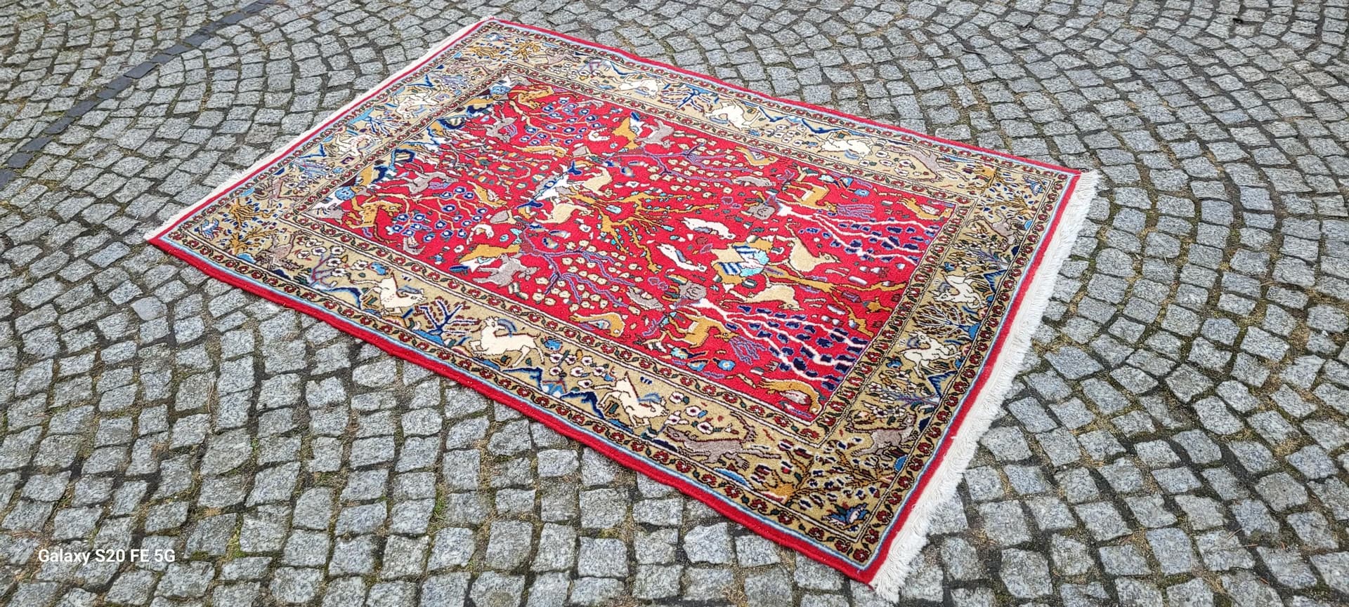 Dywan Ghom, czerwony, wełna jedwab, Iran, 110x170cm - 87535