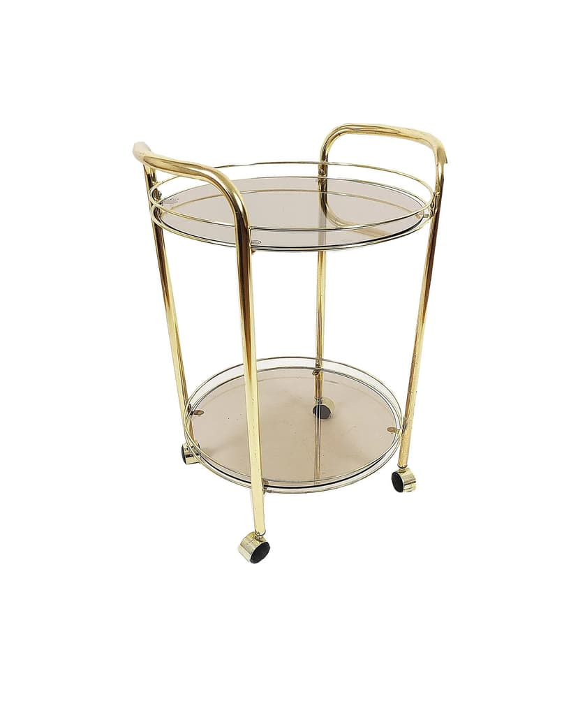 Bar cart, golden metal, Poland, 1980s.