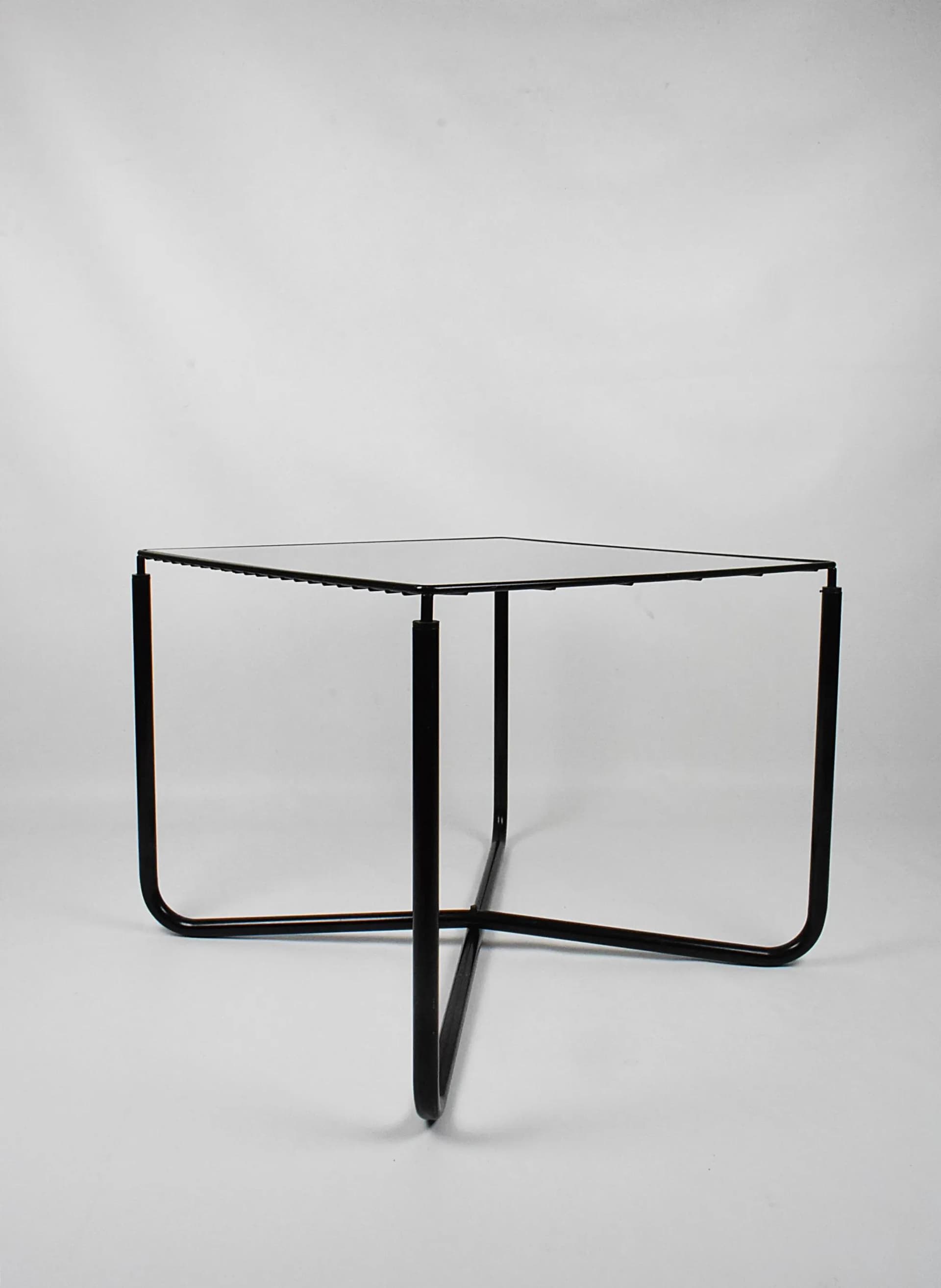 Stolik kawowy, stal chromowana czarna, szkło, proj. N. Gammelgaard, Ikea, Szwecja, lata 80. - 84454