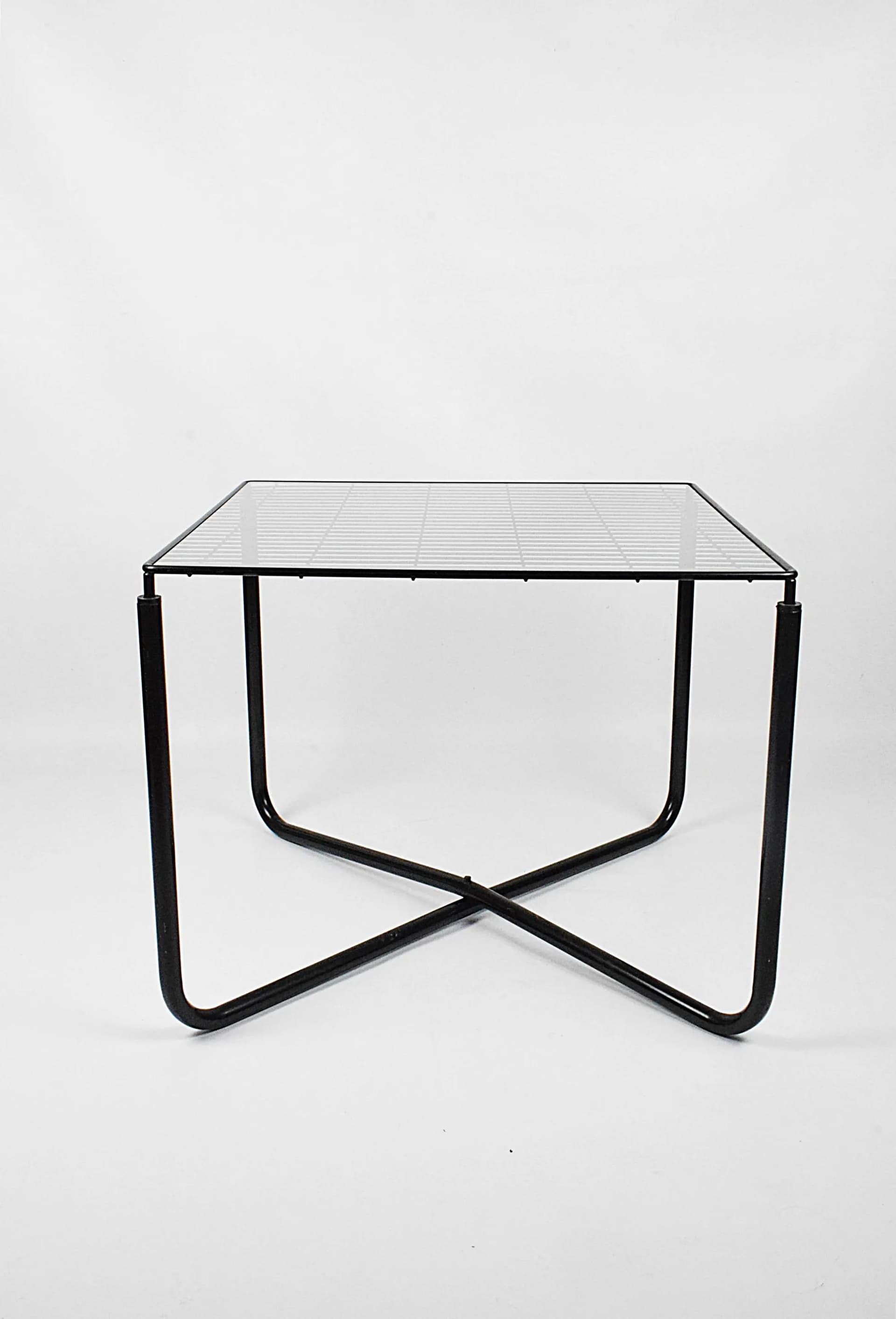 Stolik kawowy, stal chromowana czarna, szkło, proj. N. Gammelgaard, Ikea, Szwecja, lata 80. - 84460