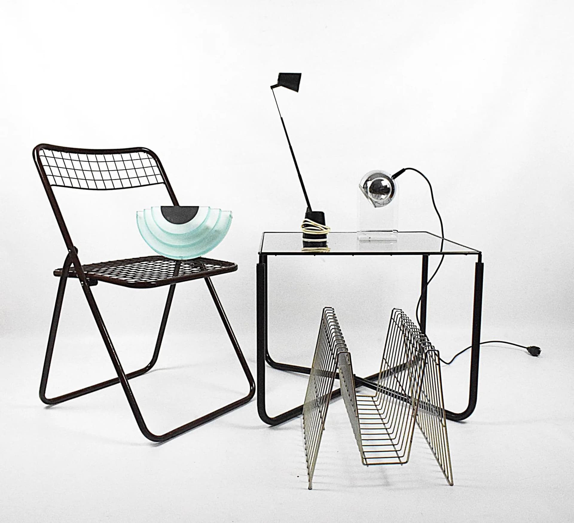 Stolik kawowy, stal chromowana czarna, szkło, proj. N. Gammelgaard, Ikea, Szwecja, lata 80. - 84461