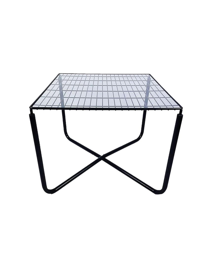 Stolik kawowy, stal chromowana czarna, szkło, proj. N. Gammelgaard, Ikea, Szwecja, lata 80.