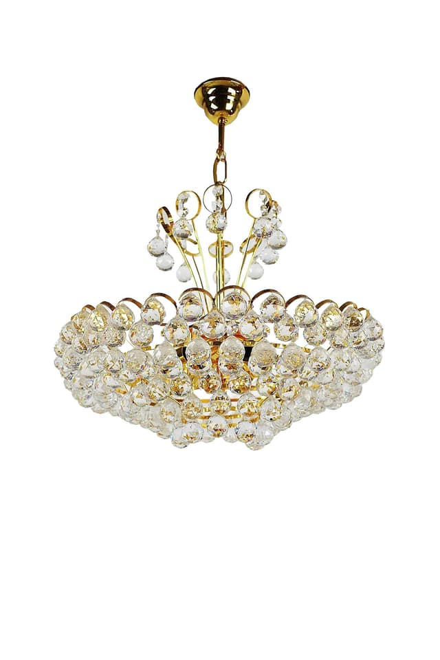 Żyrandol kryształowy, złocony mosiądz, Joski Bodemais, lata 70. - WYMIARY