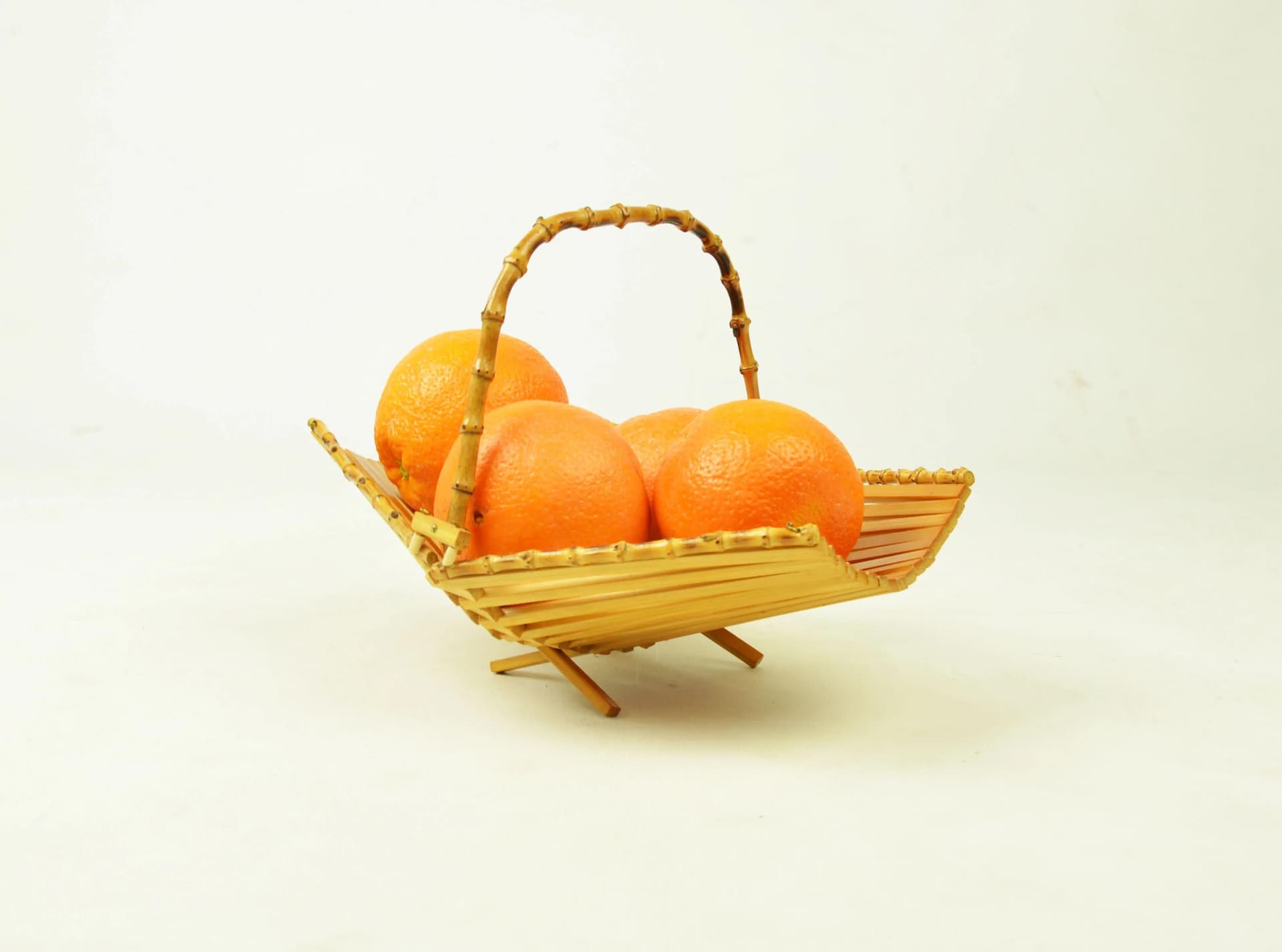 Stojak na owoce, żółty, drewno, Polska, lata 70. - 84435