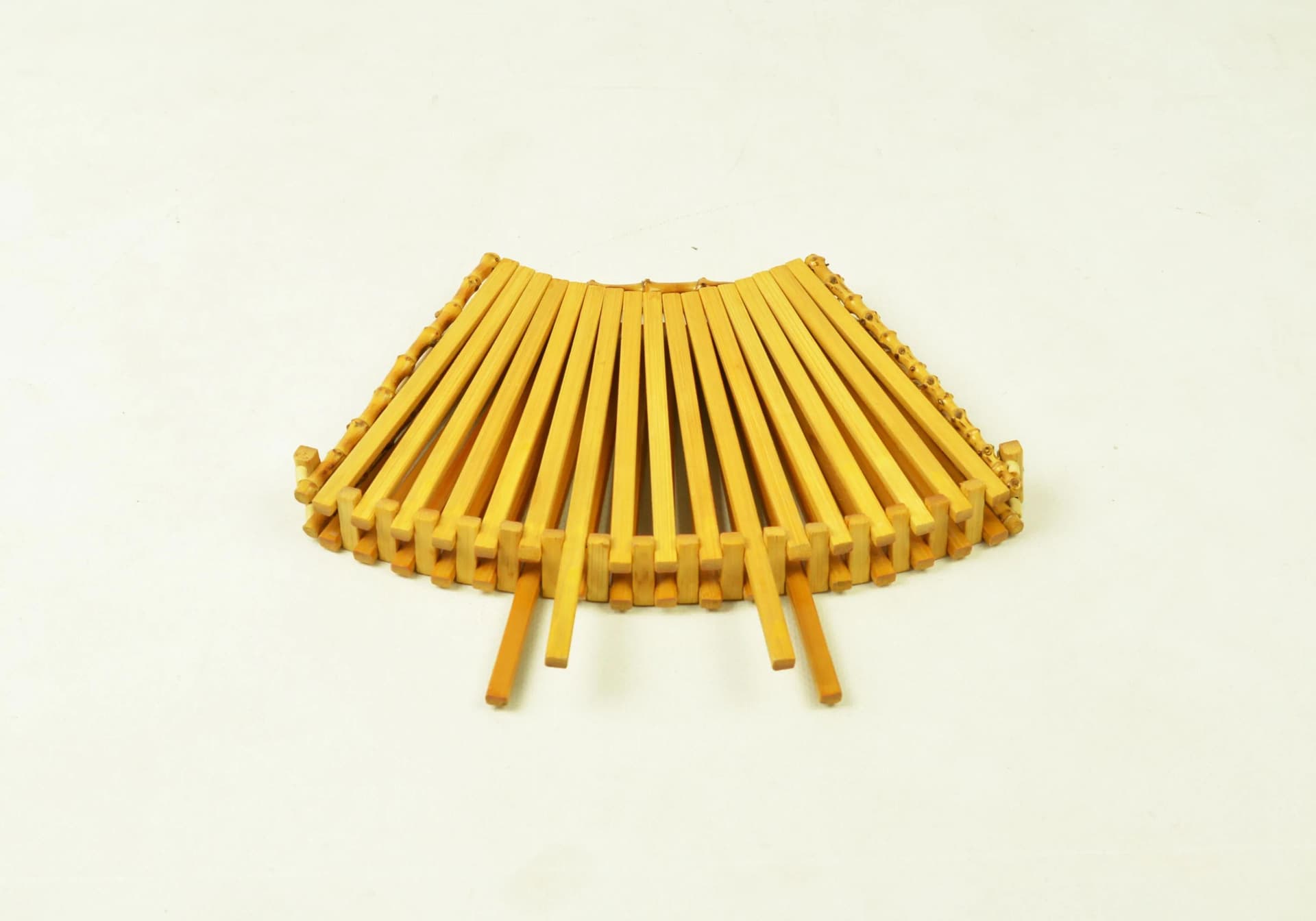 Stojak na owoce, żółty, drewno, Polska, lata 70. - 84433