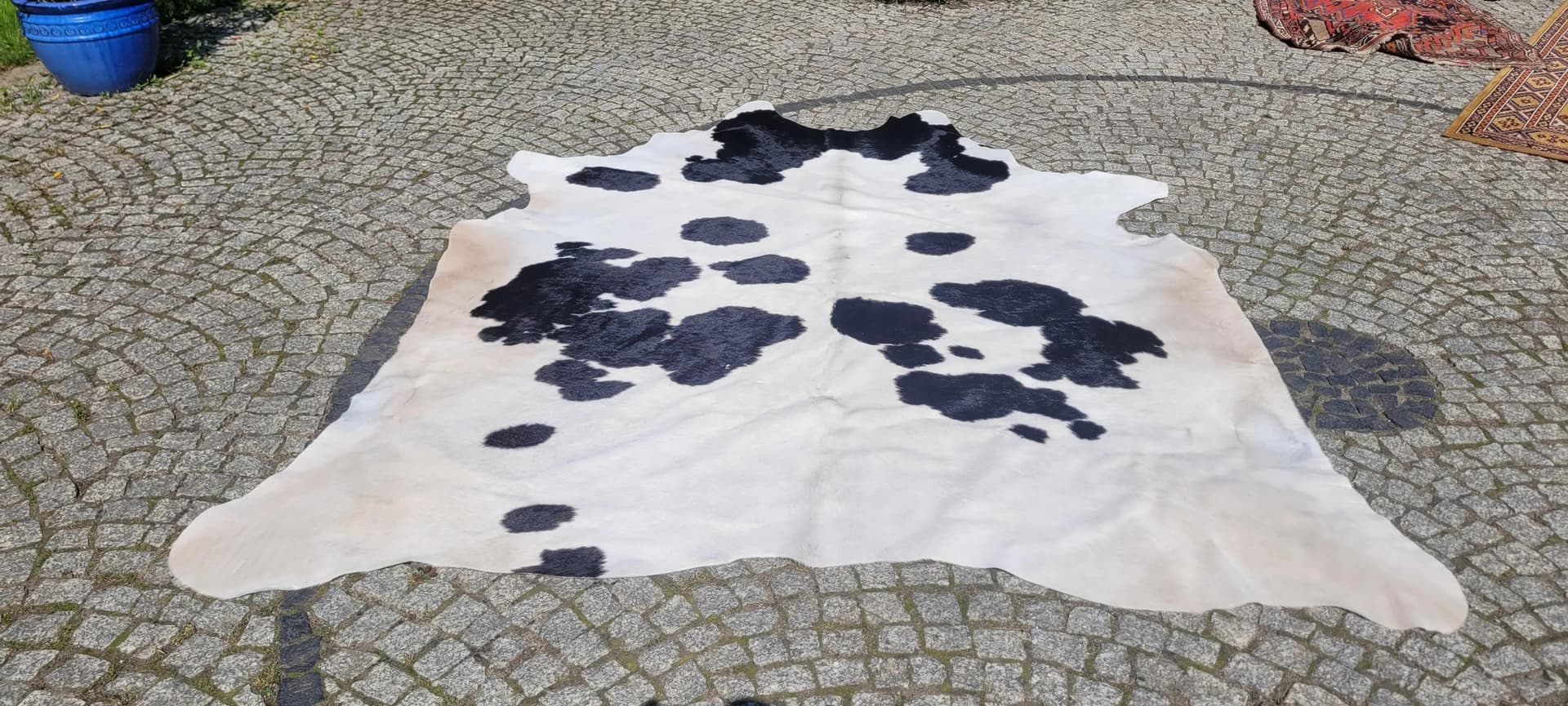 Dywan cielęcy, kremowy z czarnym, skóra cielęca, Polska - 87465