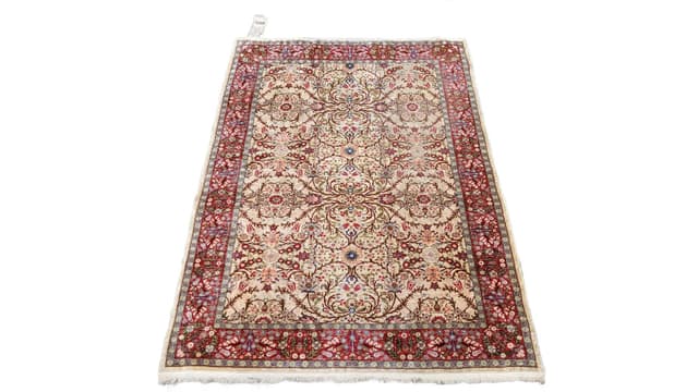 Dywan Hereke, 155x103cm, jedwab beżowy, Turcja - WYMIARY