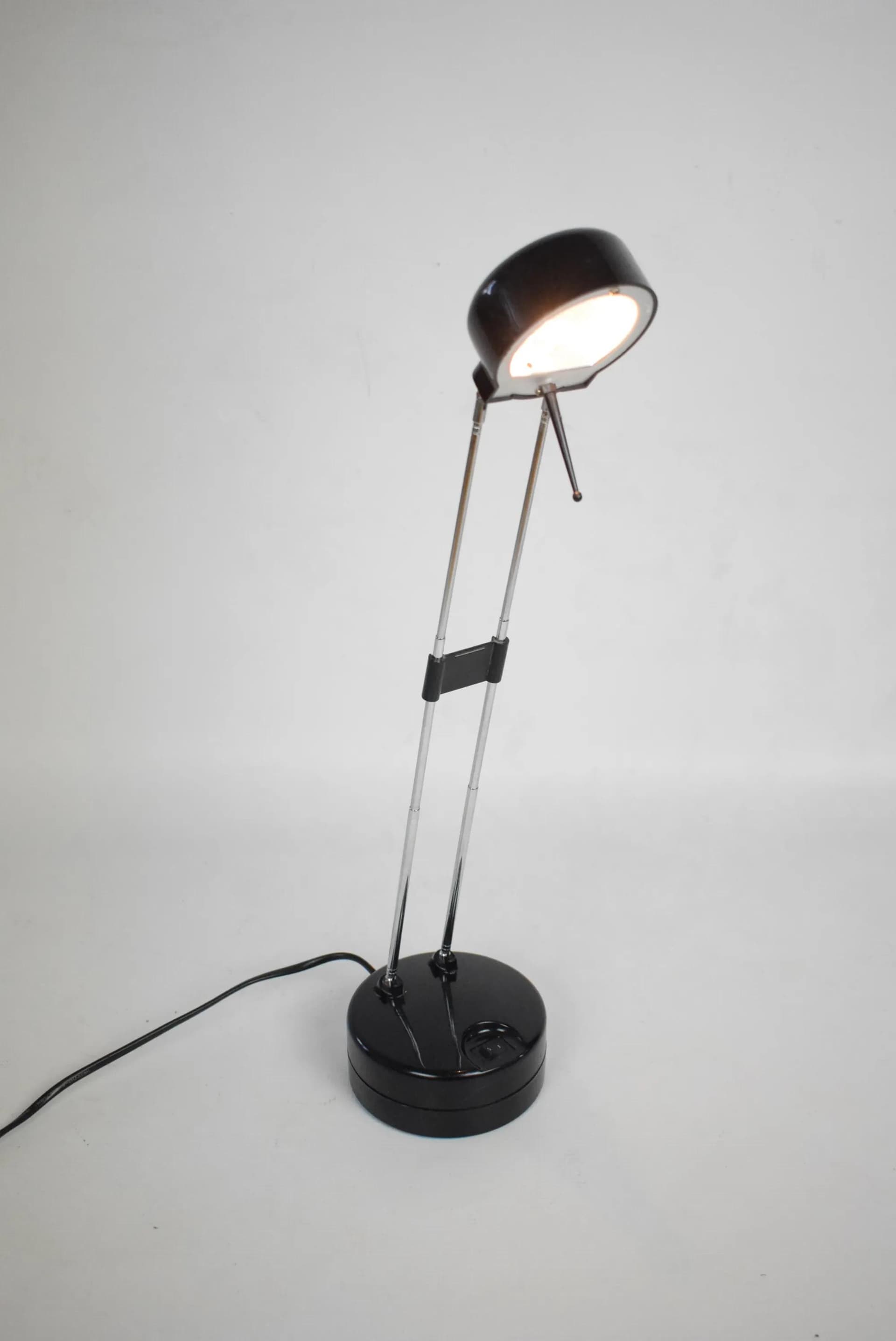 Lampka biurkowa, czarna, stal chromowana, Polska, lata 90. - 84395