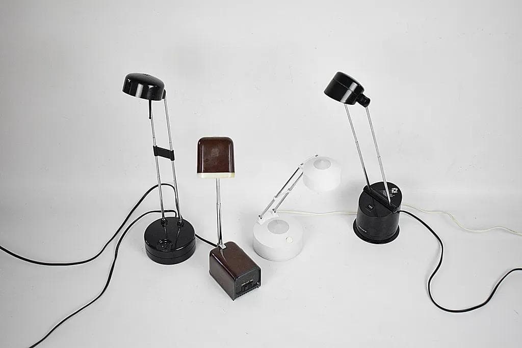 Lampka biurkowa, czarna, stal chromowana, Polska, lata 90. - 84388