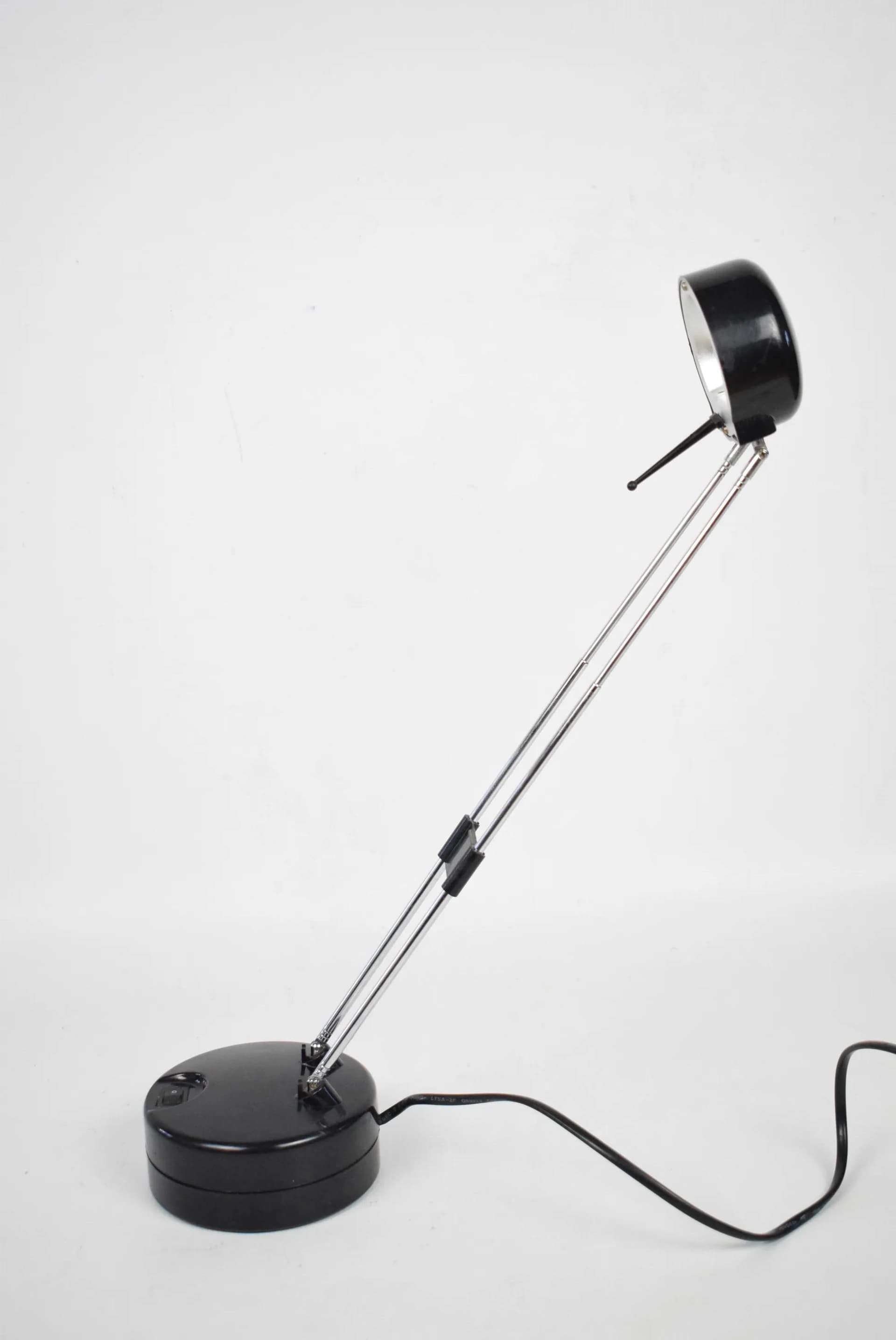 Lampka biurkowa, czarna, stal chromowana, Polska, lata 90. - 84392