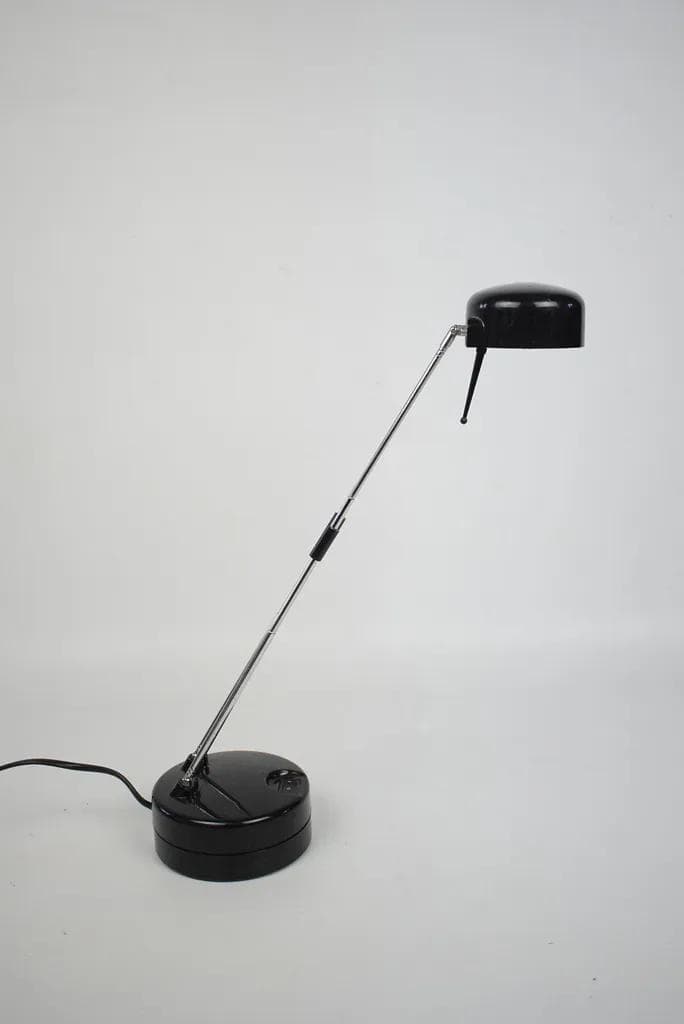 Lampka biurkowa, czarna, stal chromowana, Polska, lata 90. - 84391