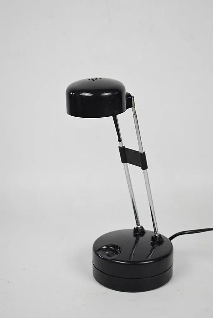 Lampka biurkowa, czarna, stal chromowana, Polska, lata 90. - 84389