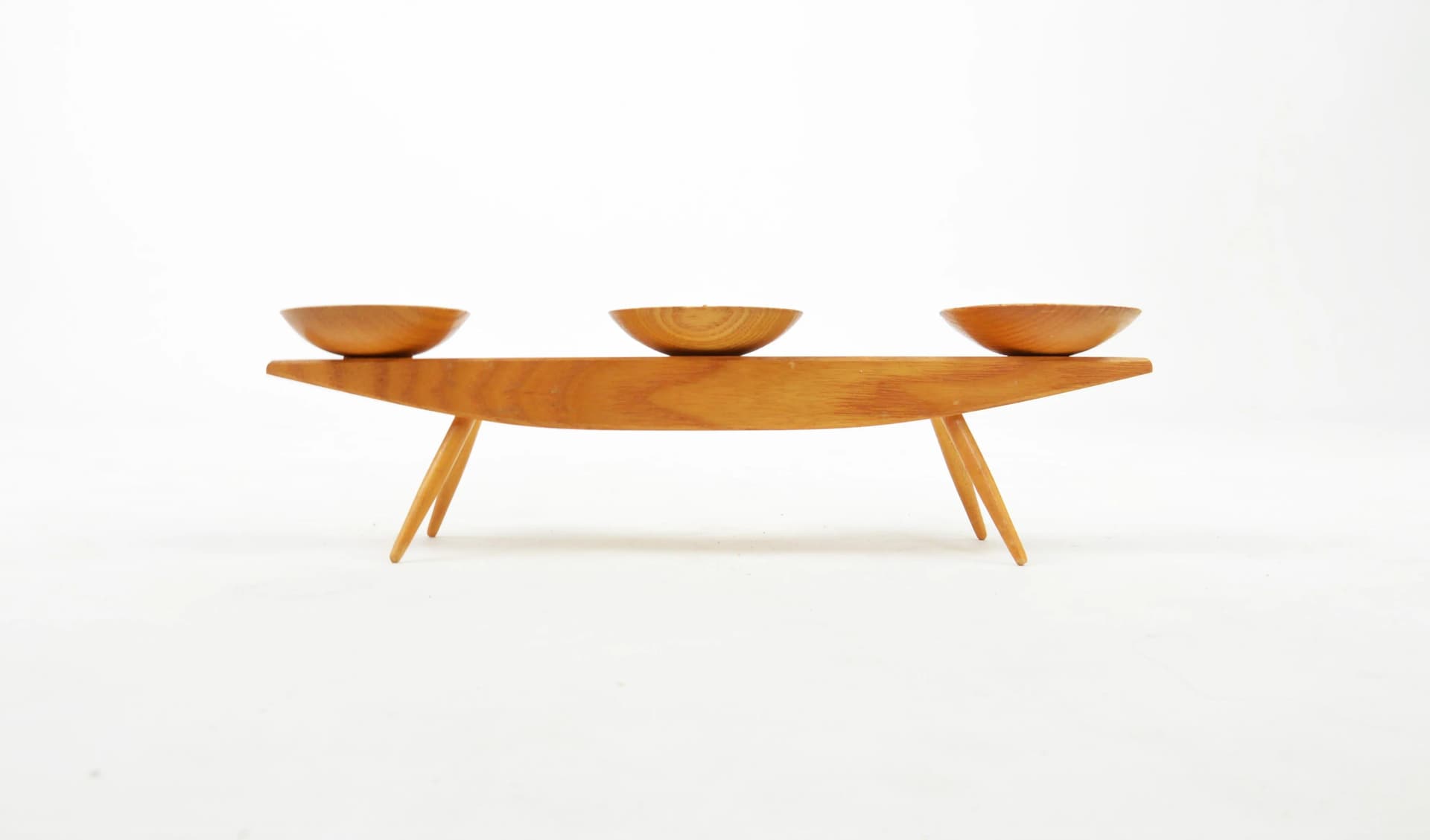 Świecznik, brązowy, drewno, Polska, lata 70. - 84347