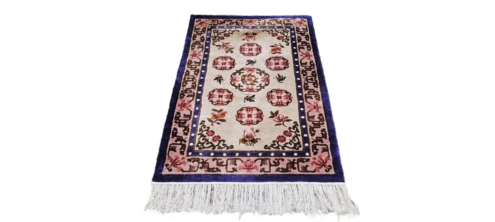 Dywan orientalny, 95x180 cm, multikolor, jedwab, Chiny, lata 90.