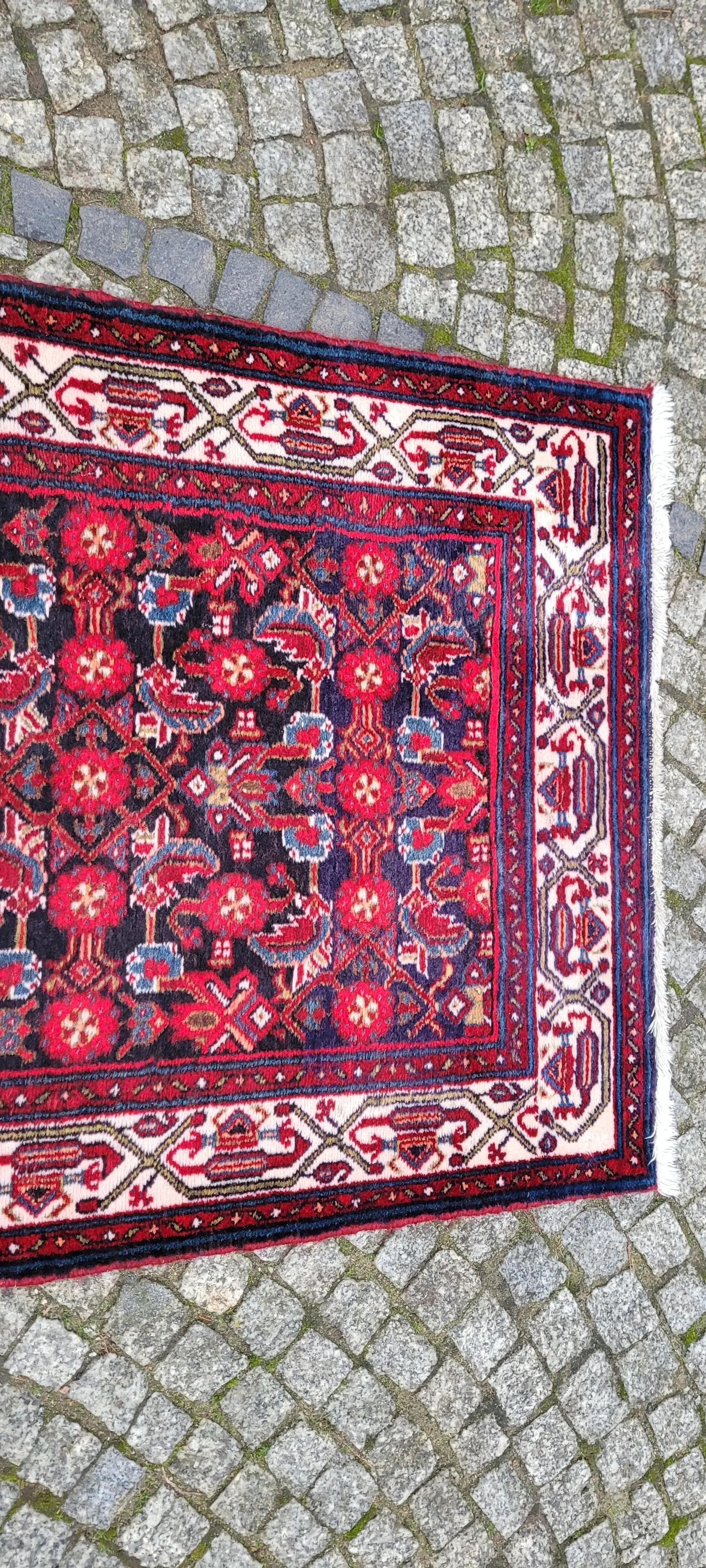 Chodnik Hamadan 90x485 cm, czerwony, wełna, Iran, lata 20. - 87431