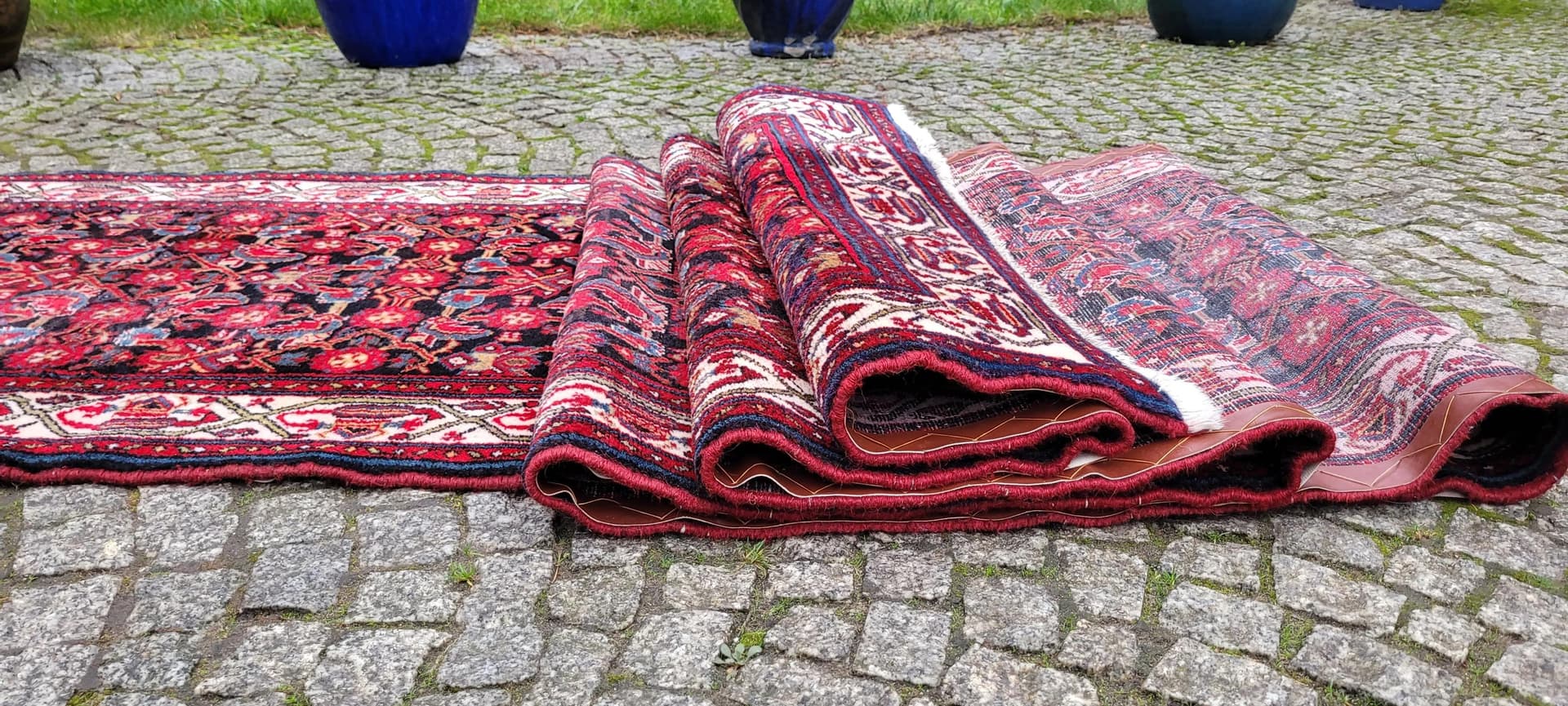 Chodnik Hamadan 90x485 cm, czerwony, wełna, Iran, lata 20. - 87429