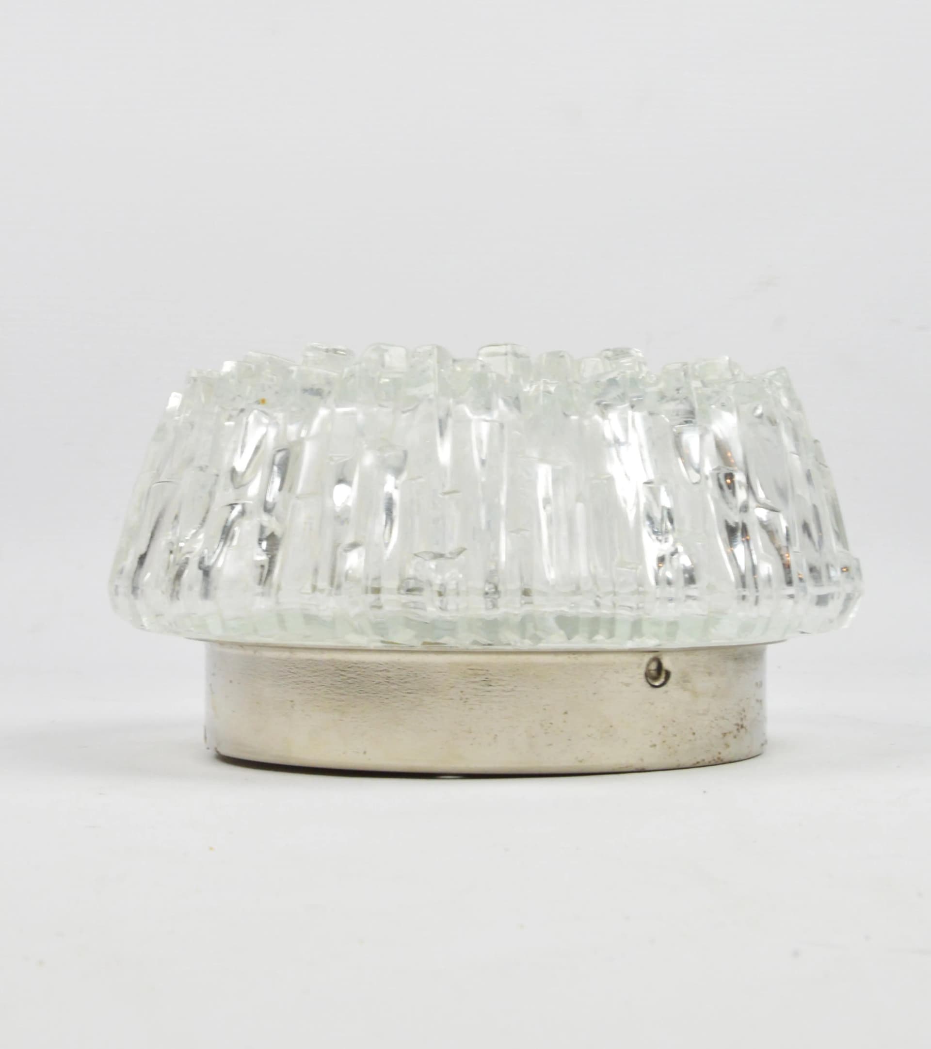 Plafon, szkło transparentne, metal srebrny, Hillebrand, Niemcy, lata 70. - 84292