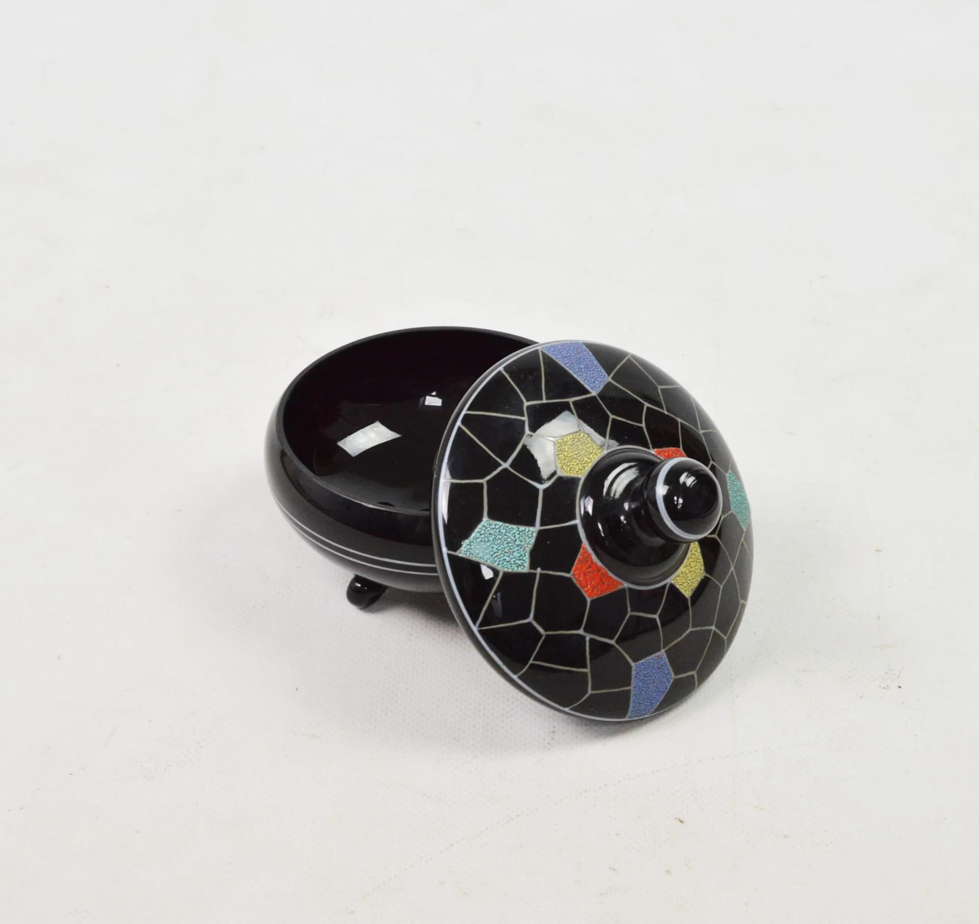 Bonbonniere, black glass, Poland, 1970s. - 84196