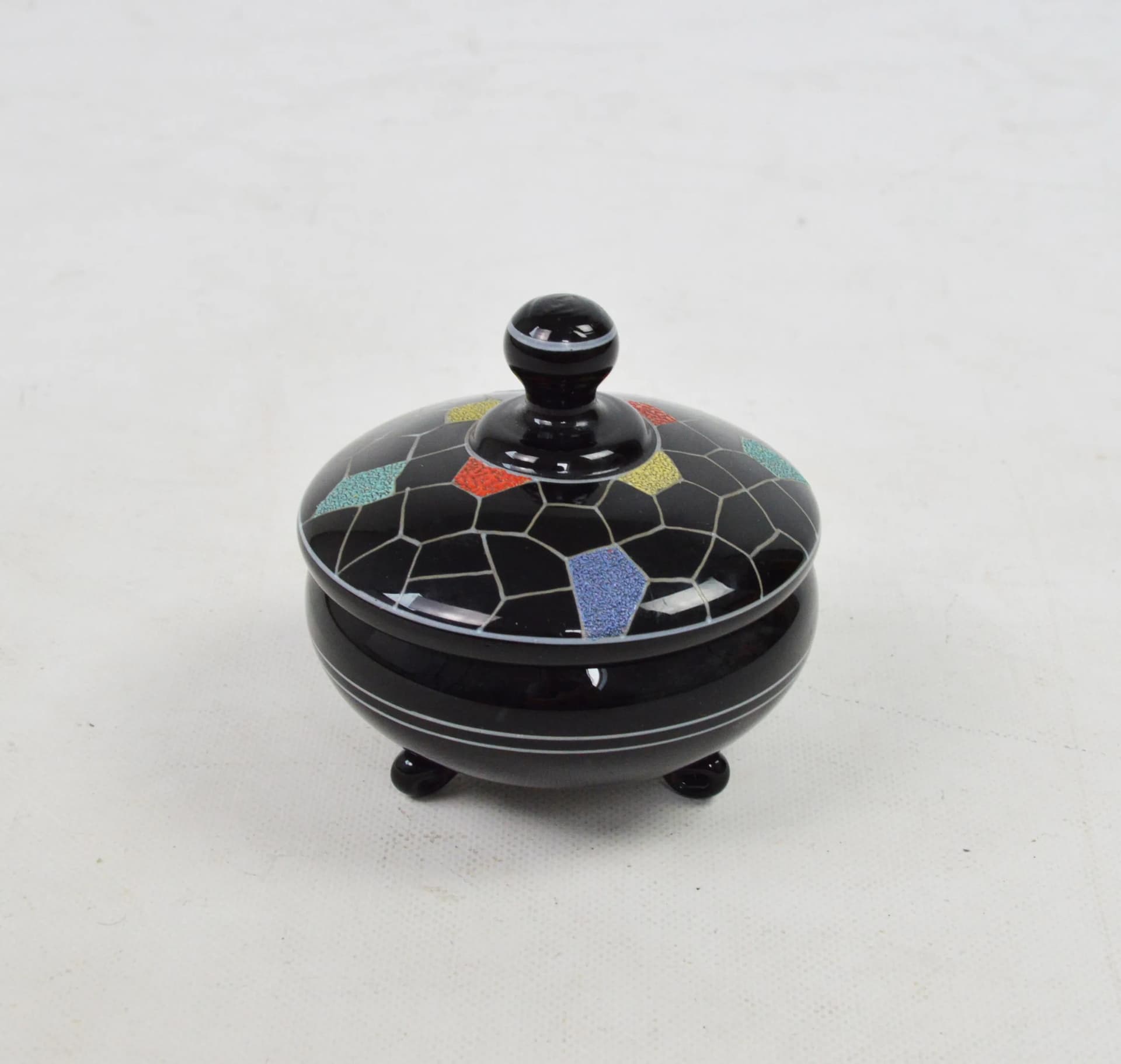 Bonbonniere, black glass, Poland, 1970s. - 84194