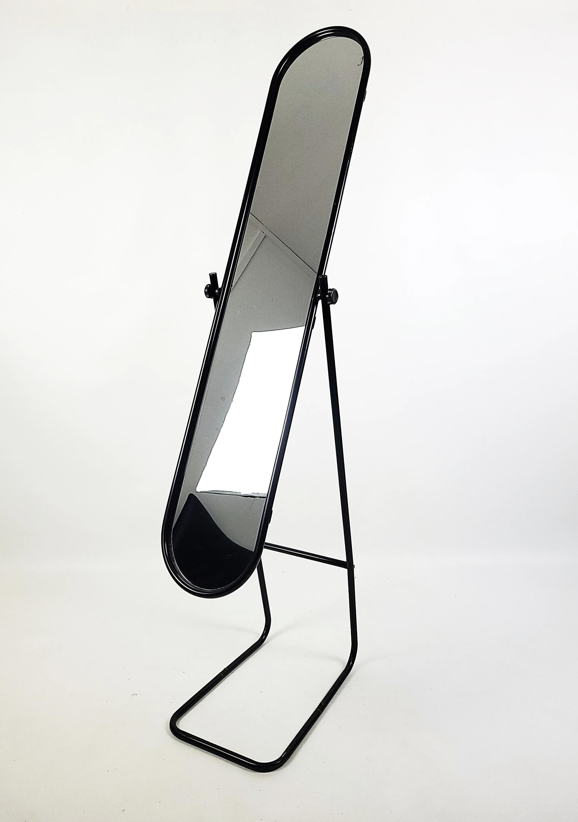 Floor mirror, black metal, Poland, 1980s. - 84183