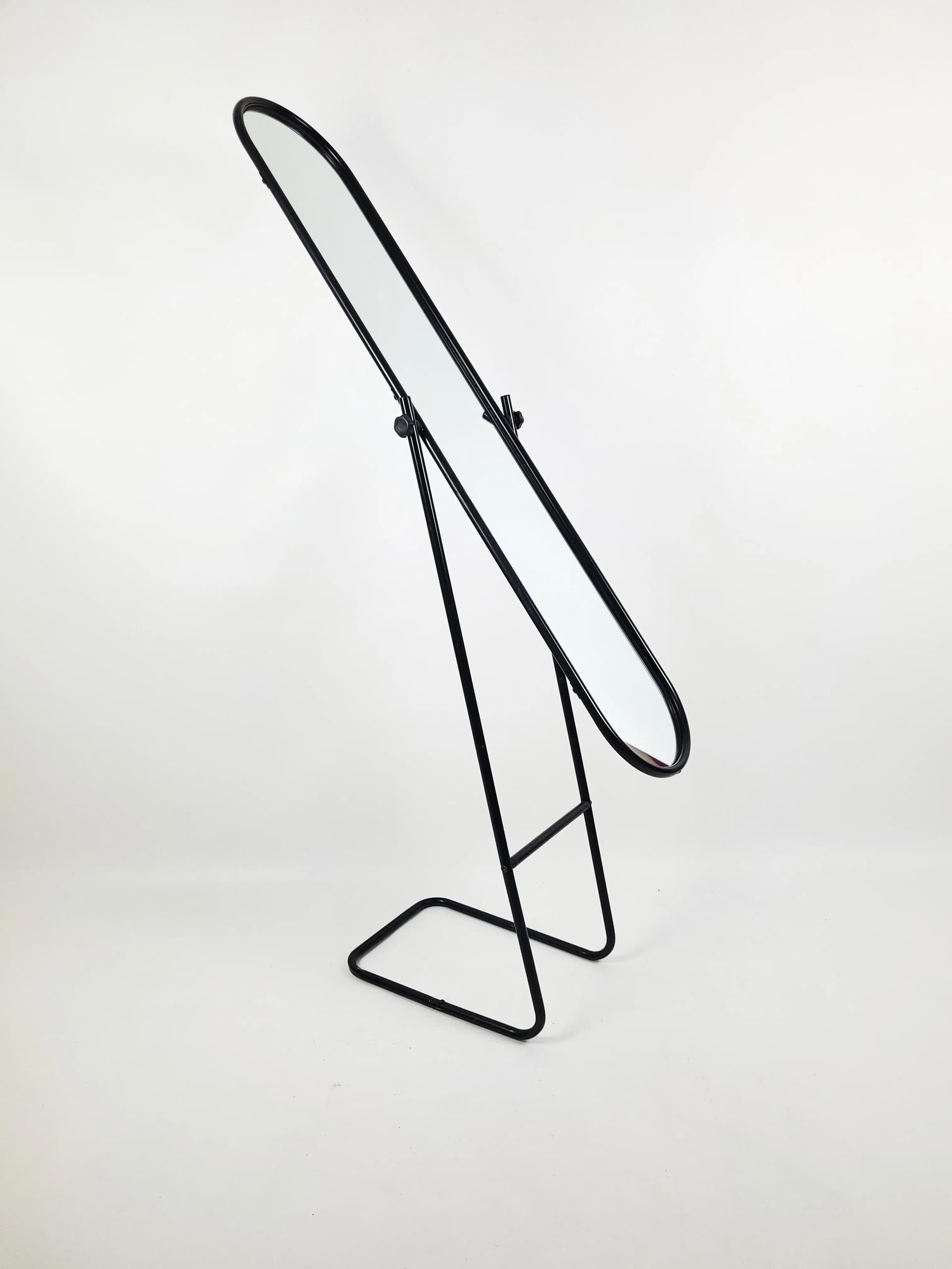 Floor mirror, black metal, Poland, 1980s. - 84177