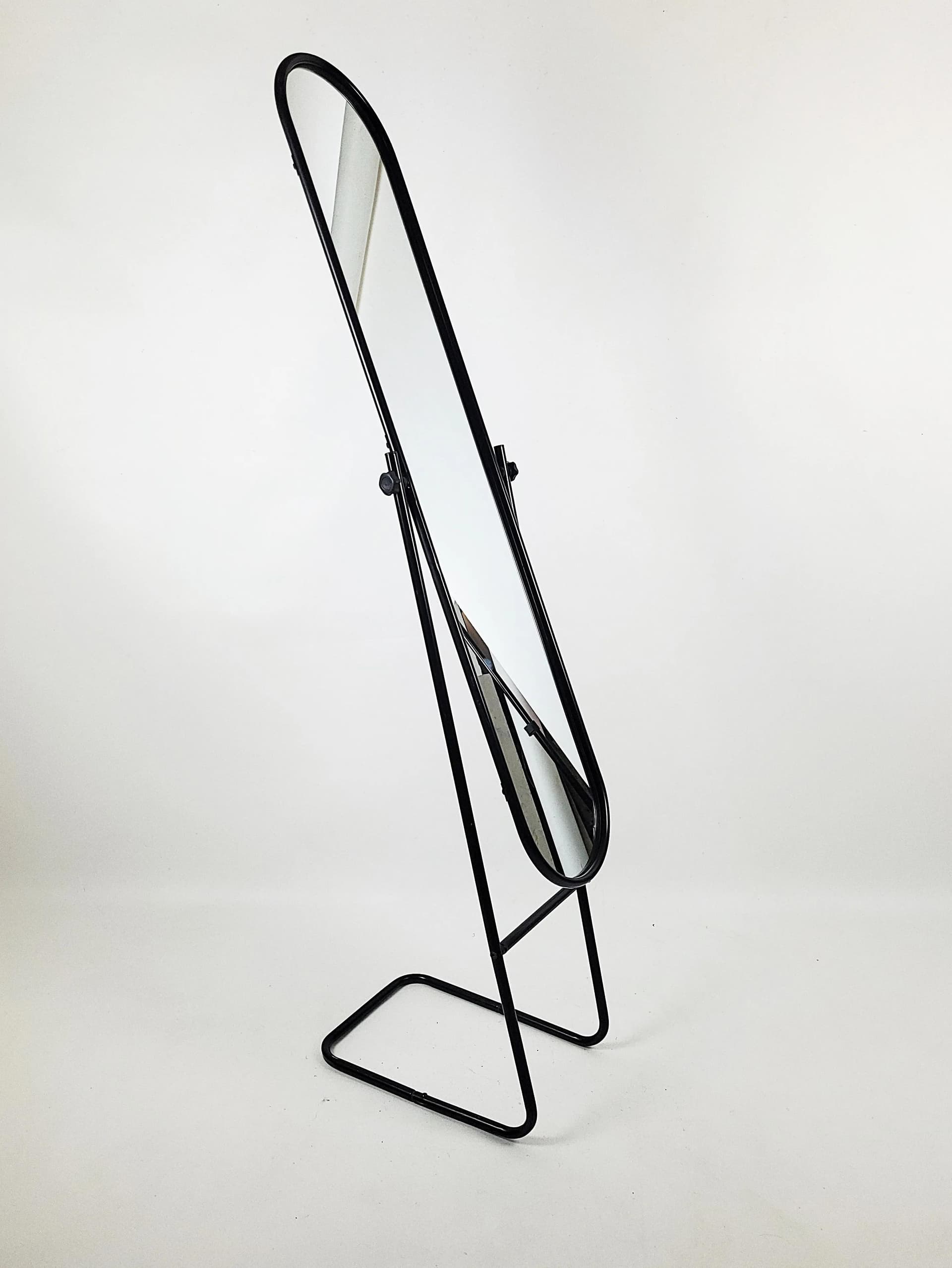 Floor mirror, black metal, Poland, 1980s. - 84178