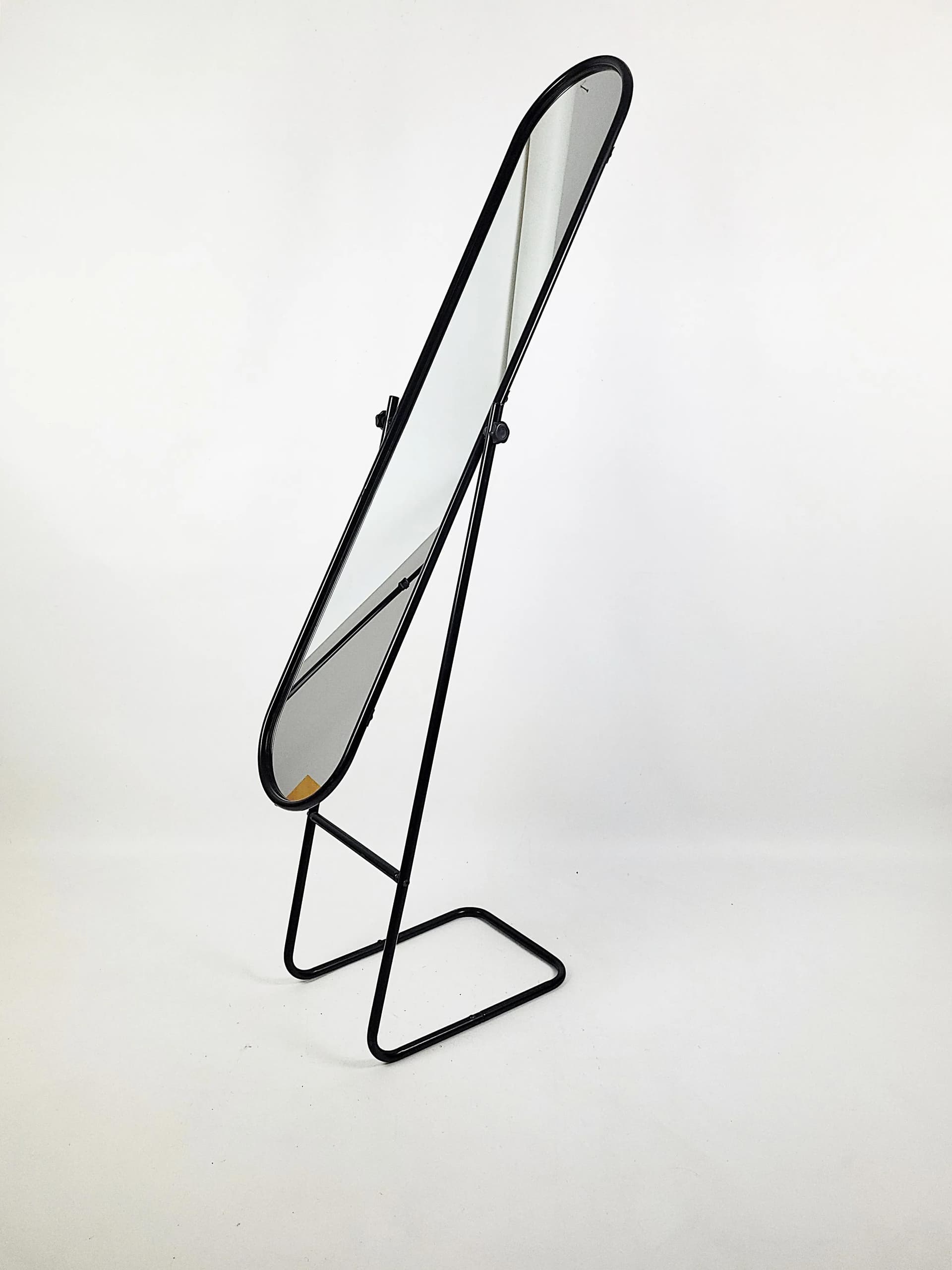 Floor mirror, black metal, Poland, 1980s. - 84179