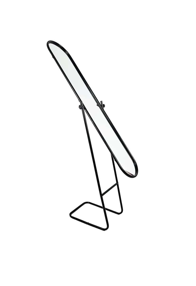 Floor mirror, black metal, Poland, 1980s.