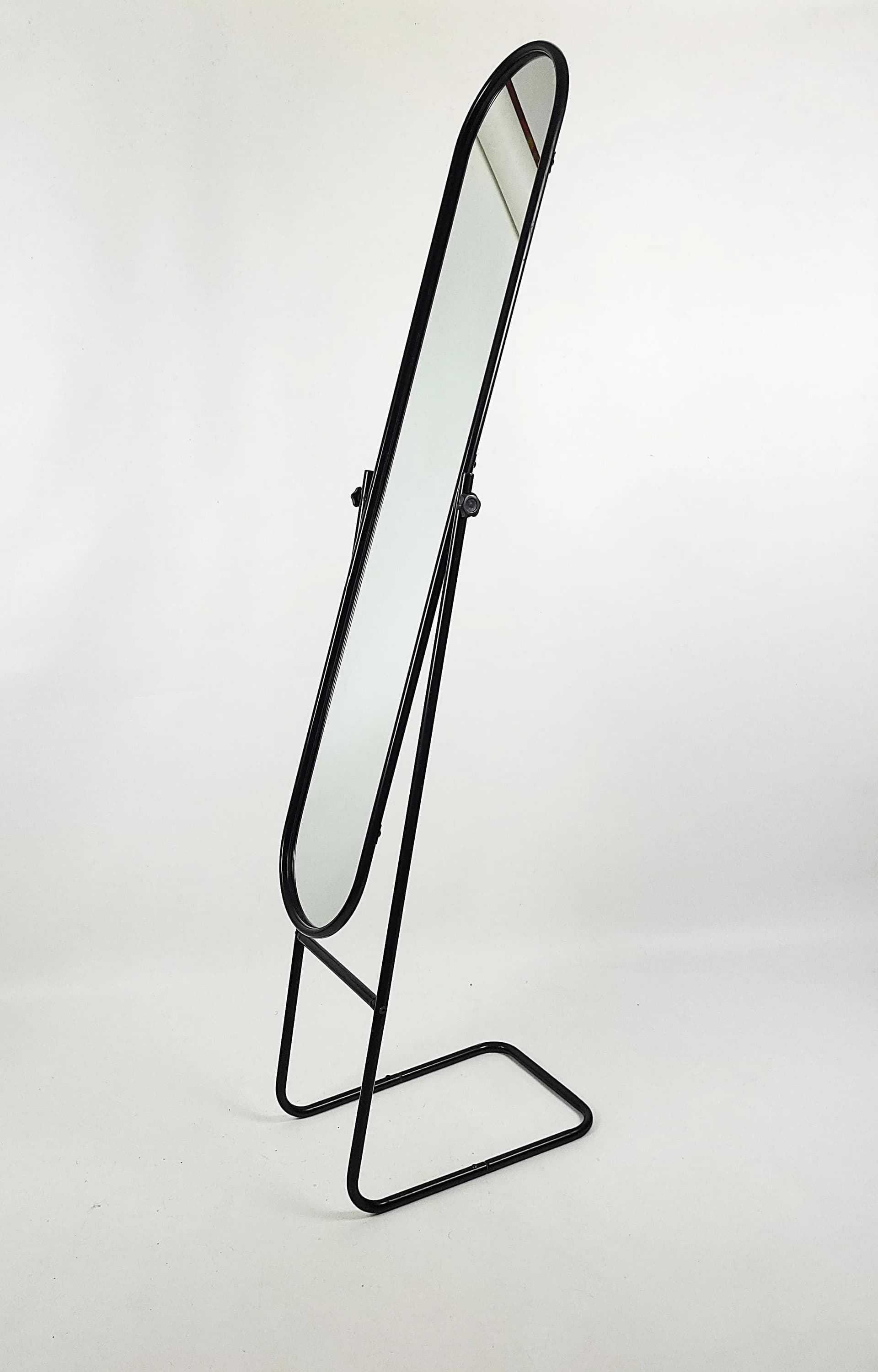 Floor mirror, black metal, Poland, 1980s. - 84182