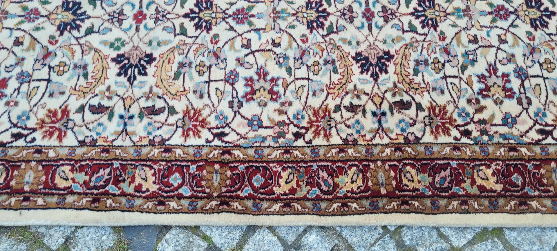 Chodnik Indo Tebriz 86x350 cm, beżowy, wełna, Indie - 87400