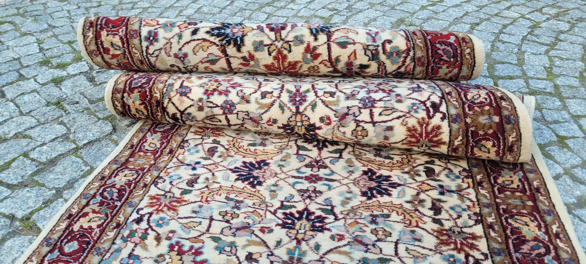 Chodnik Indo Tebriz 86x350 cm, beżowy, wełna, Indie - 87401