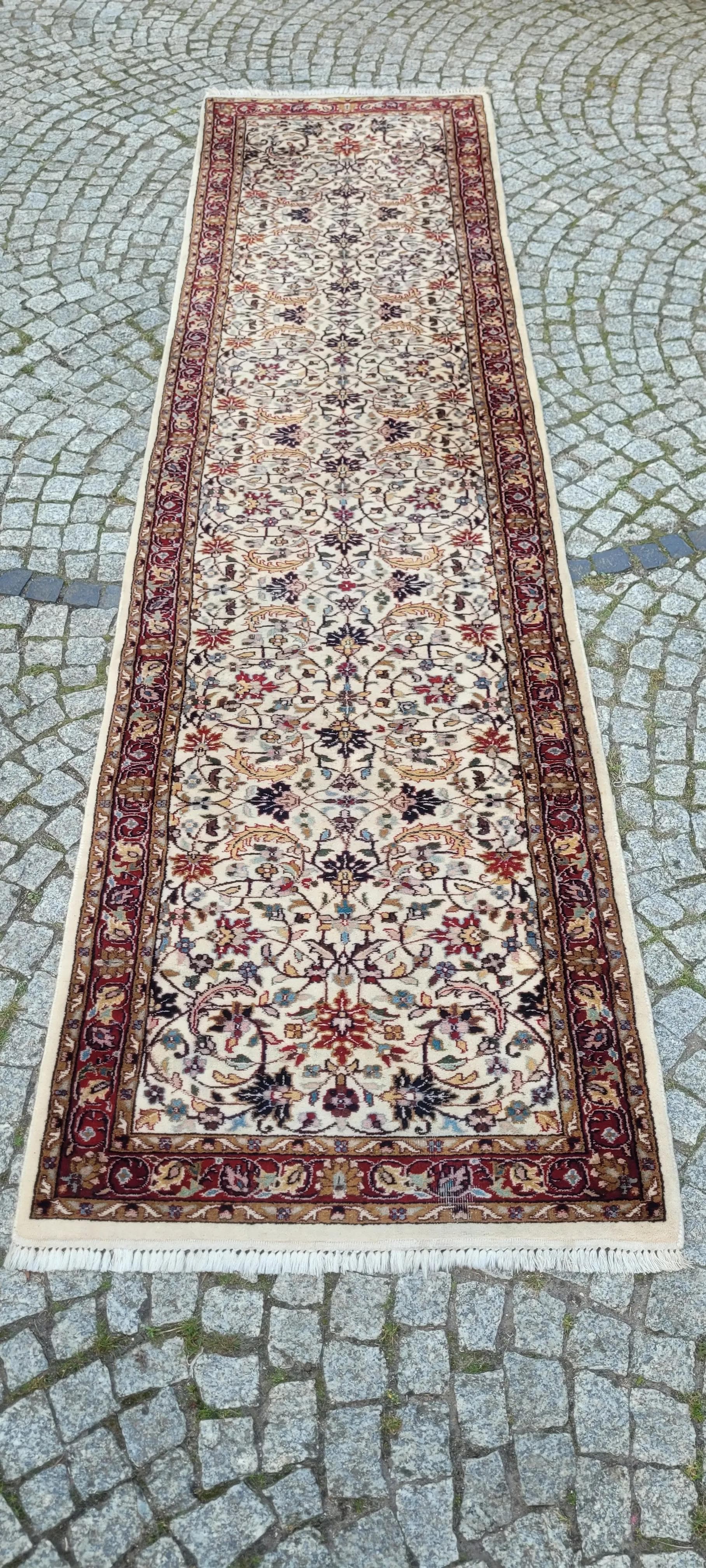 Chodnik Indo Tebriz 86x350 cm, beżowy, wełna, Indie - 87394