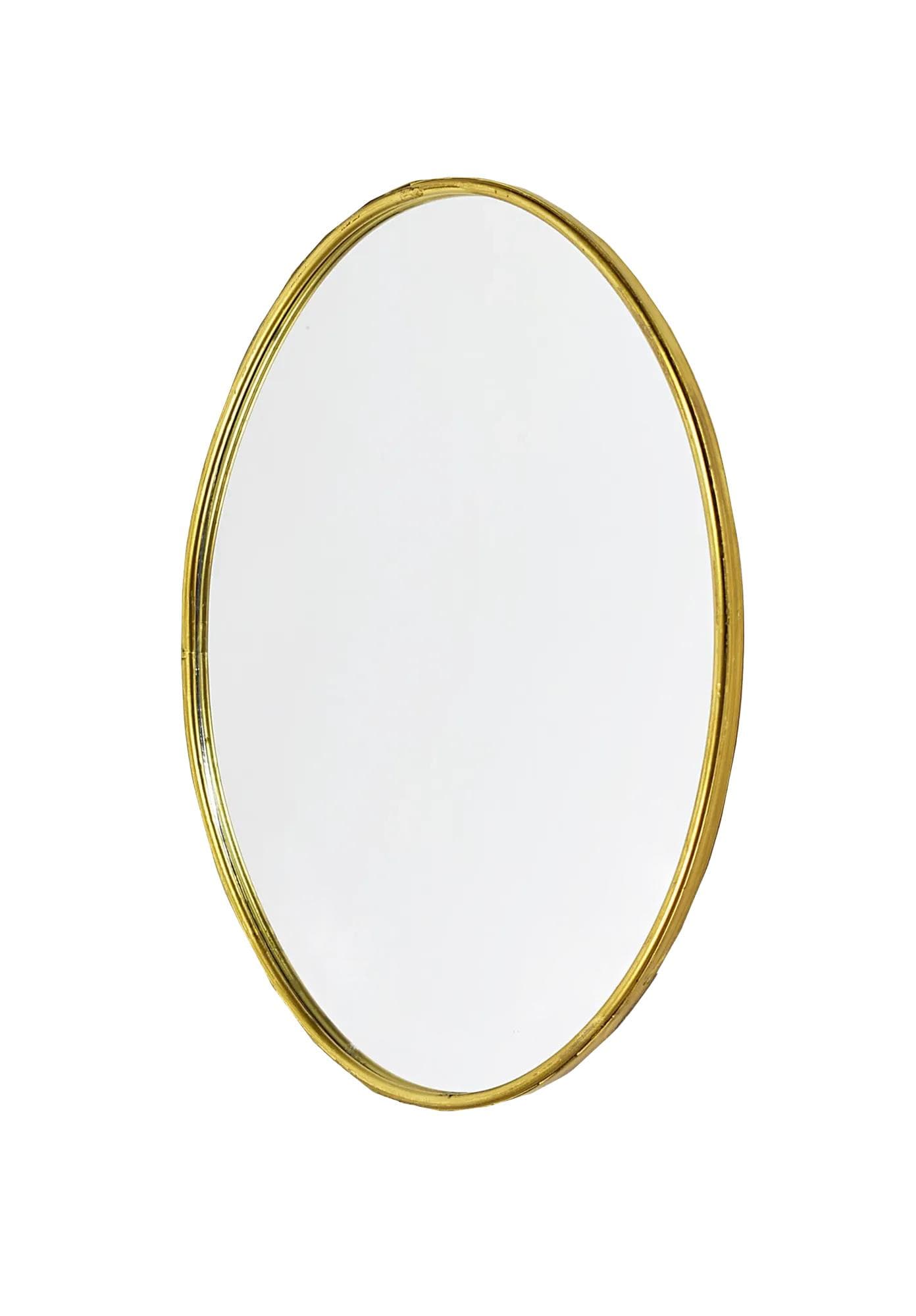 Wall mirror, oval, golden brass, Poland, 1980s