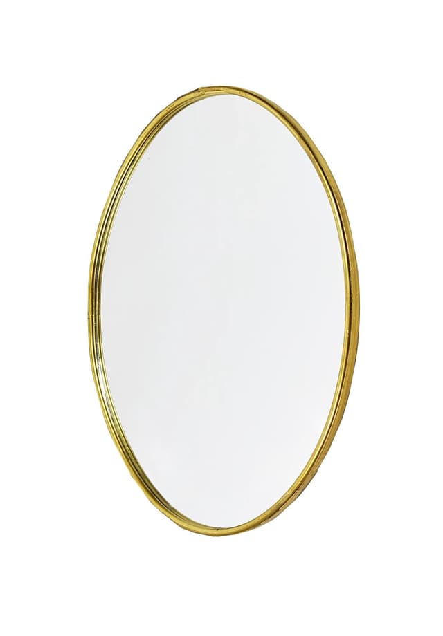 Wall mirror, oval, golden brass, Poland, 1980s - DIMENSION