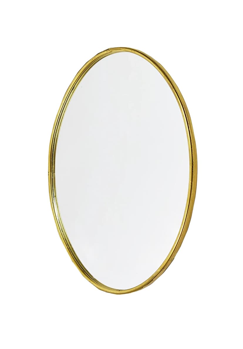 Wall mirror, oval, golden brass, Poland, 1980s