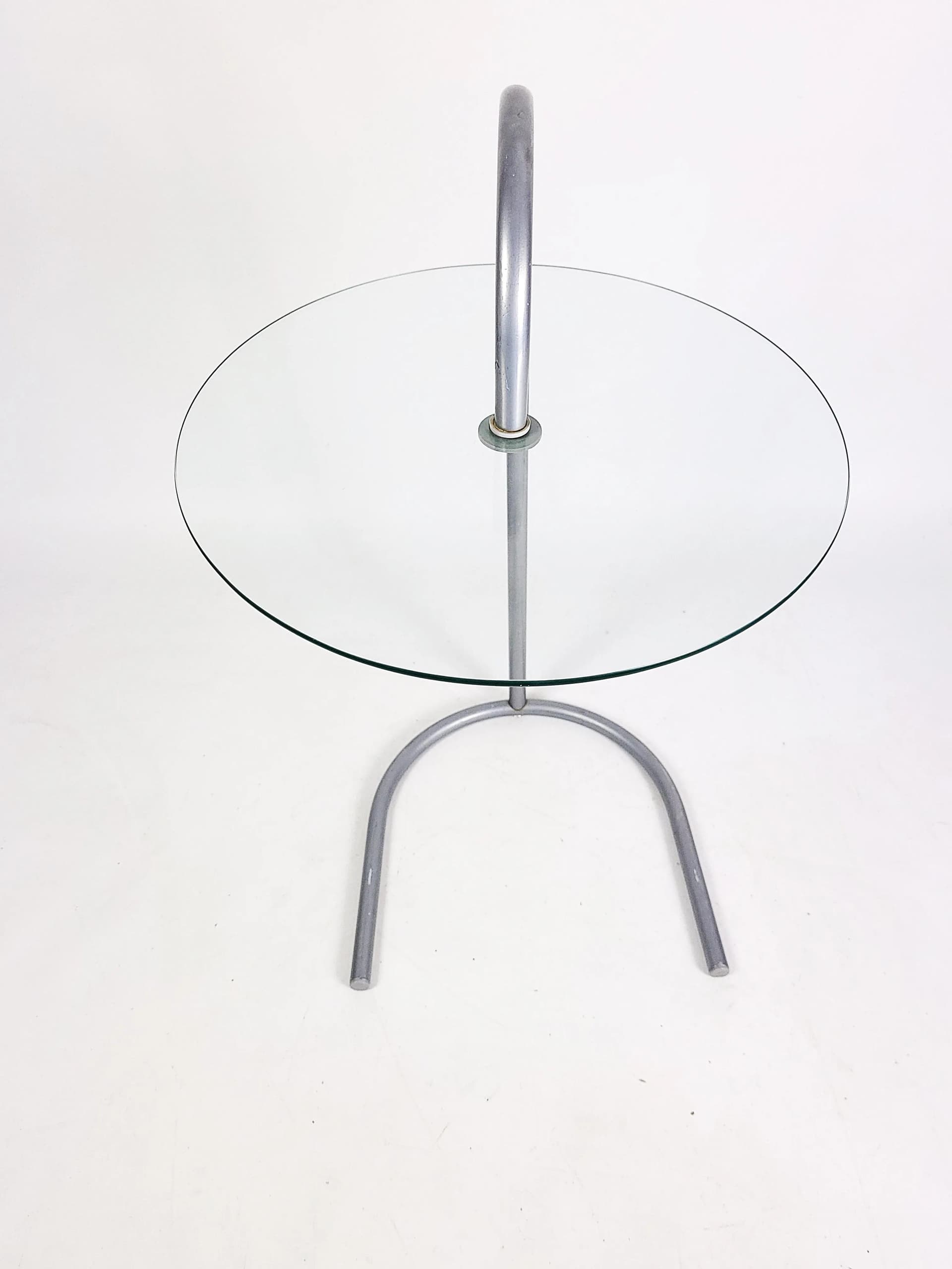 Stolik RY, szkło transparentne, stal chromowana srebrna, proj. T. Björklund, dla Ikea, Szwecja, lata 80. - 84116
