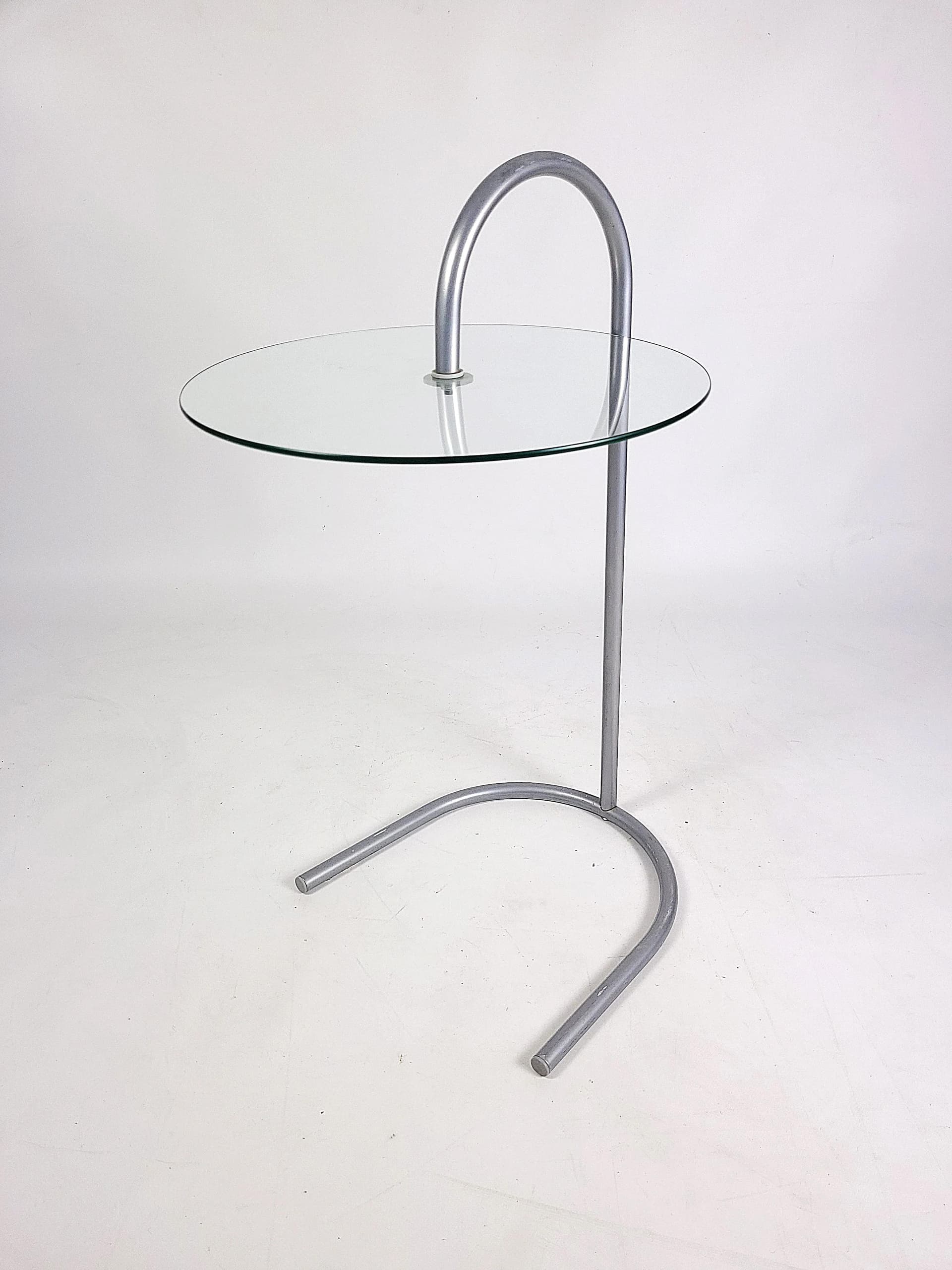 Stolik RY, szkło transparentne, stal chromowana srebrna, proj. T. Björklund, dla Ikea, Szwecja, lata 80. - 84120