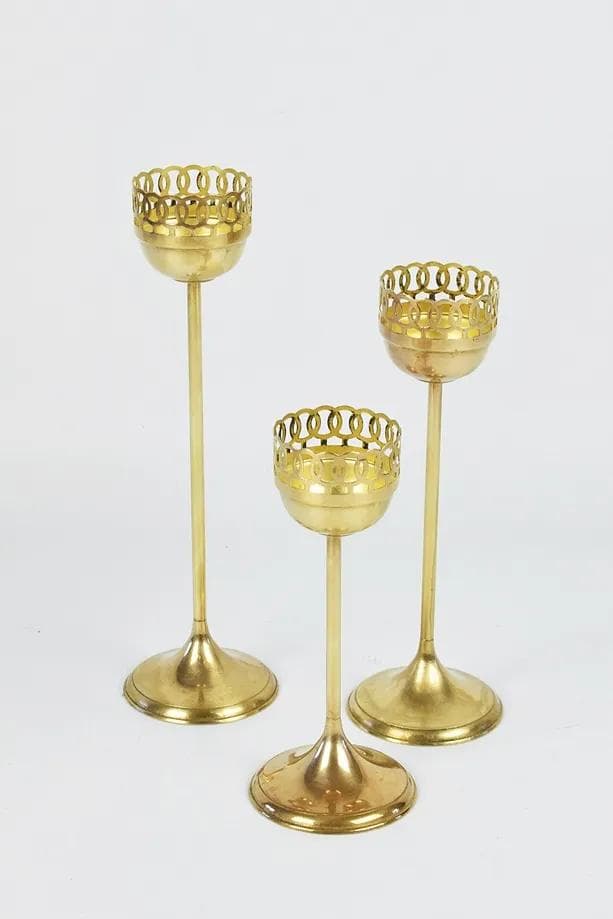 Komplet świeczników, złoty, mosiądz, Polska, lata 80. - 84074