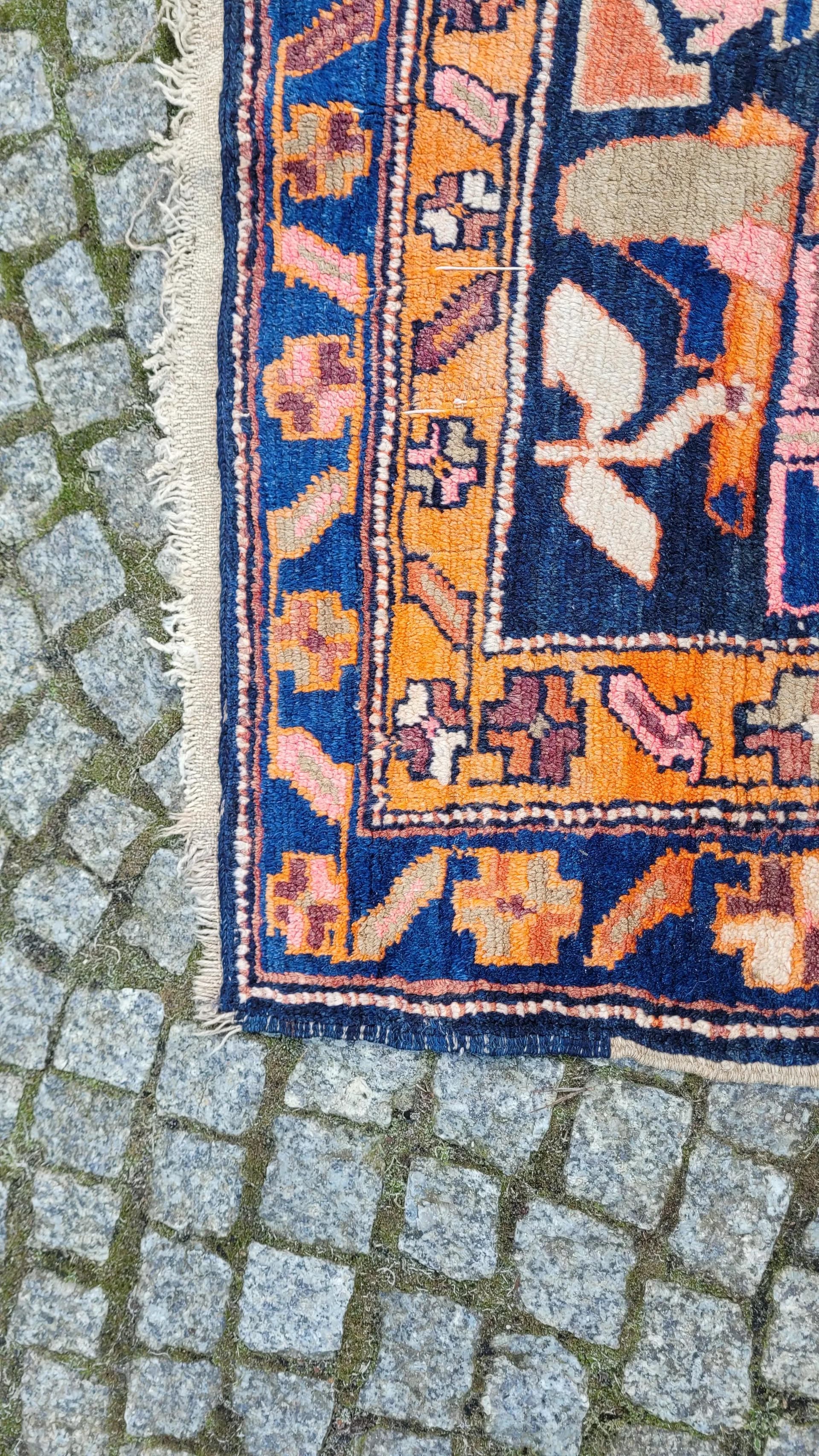 Rug Hamadan 118x245 cm, multicolor wool, Iran, early 20th c. - 87380