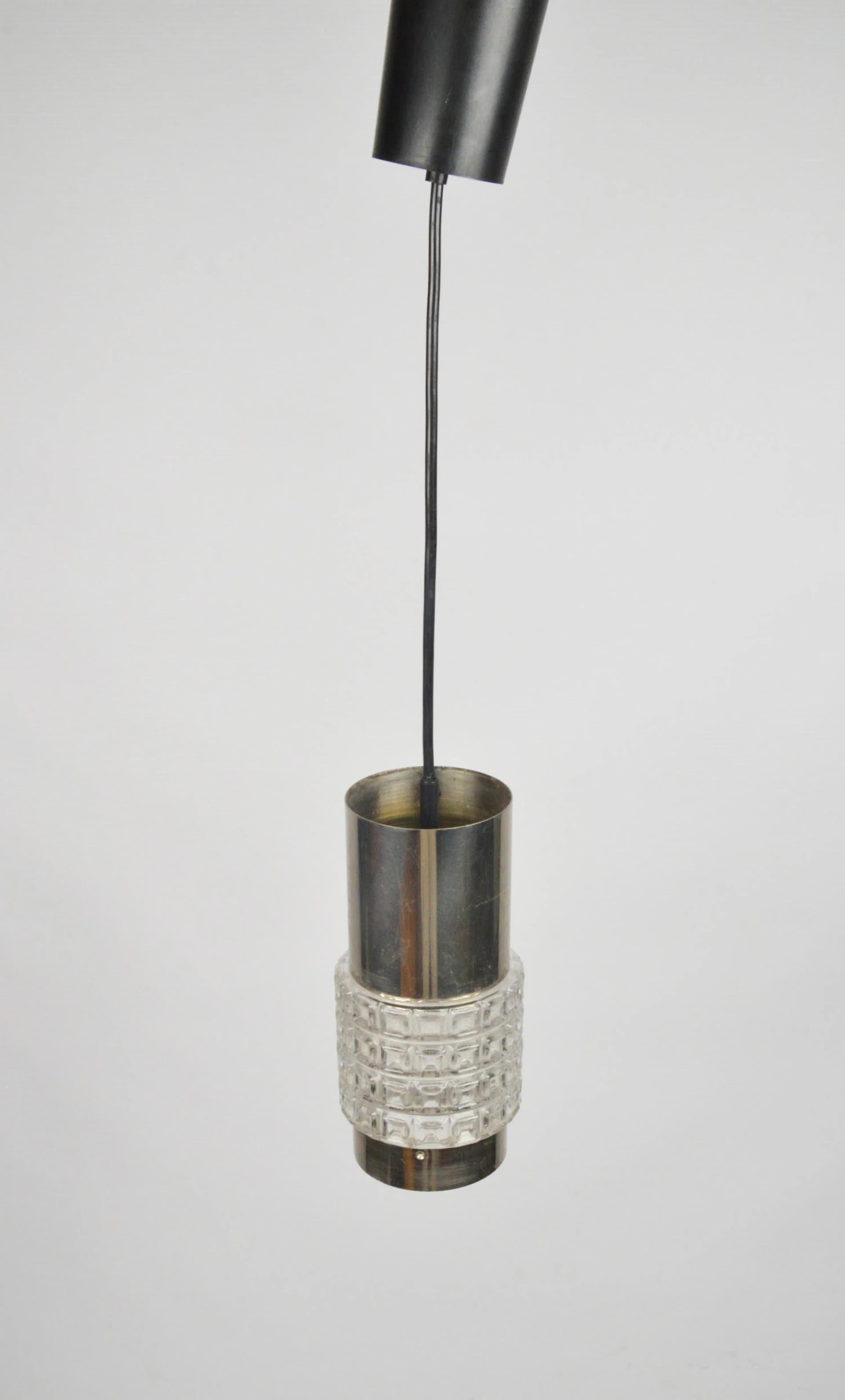 Lampa wisząca Space Age, chrom, szkło, Niemcy, lata 70. - 84042