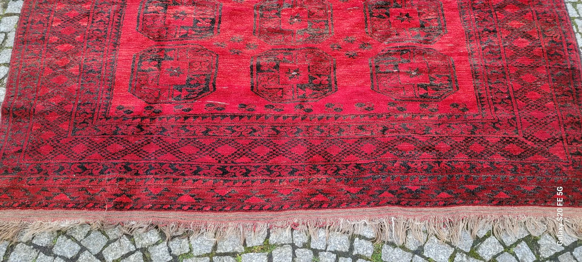 Dywan afgański orientalny 225x325cm, czerwony, wełna, Afganistan, początek XX w. - 87359