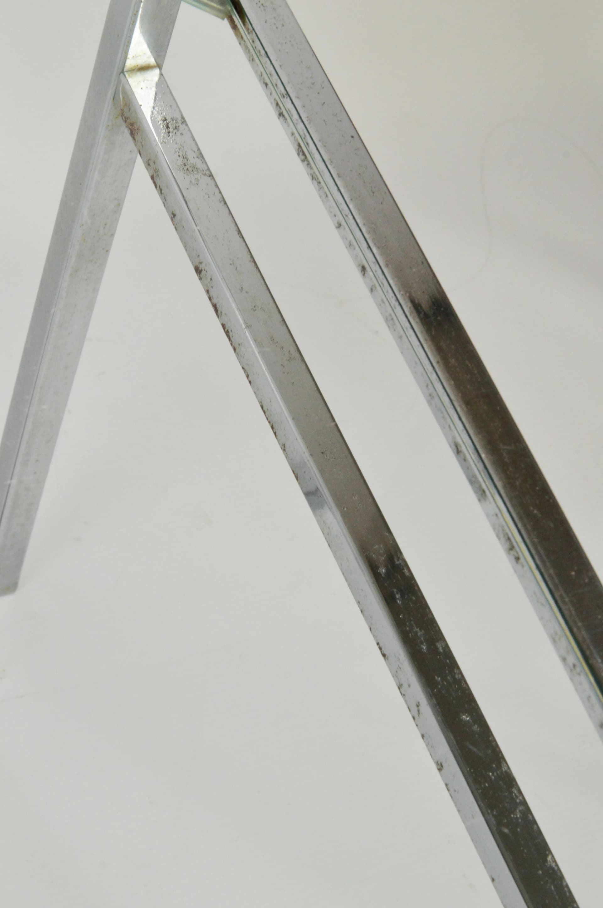 Set of Coffee Tables, Clear Glass, Chromed Steel, Poland, 1970s. - 83968